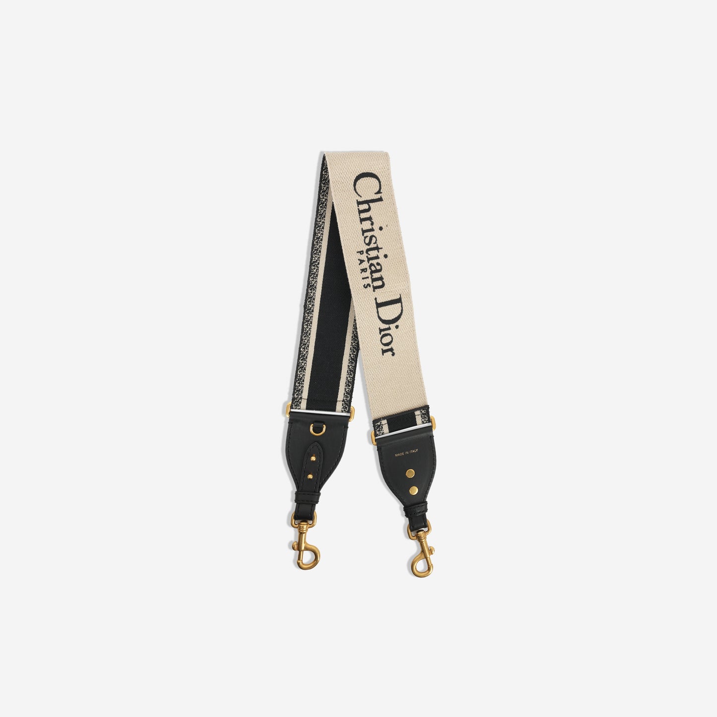 Shoulder Strap - Black Christian Dior Paris Embroidery | Antique Gold Hardware