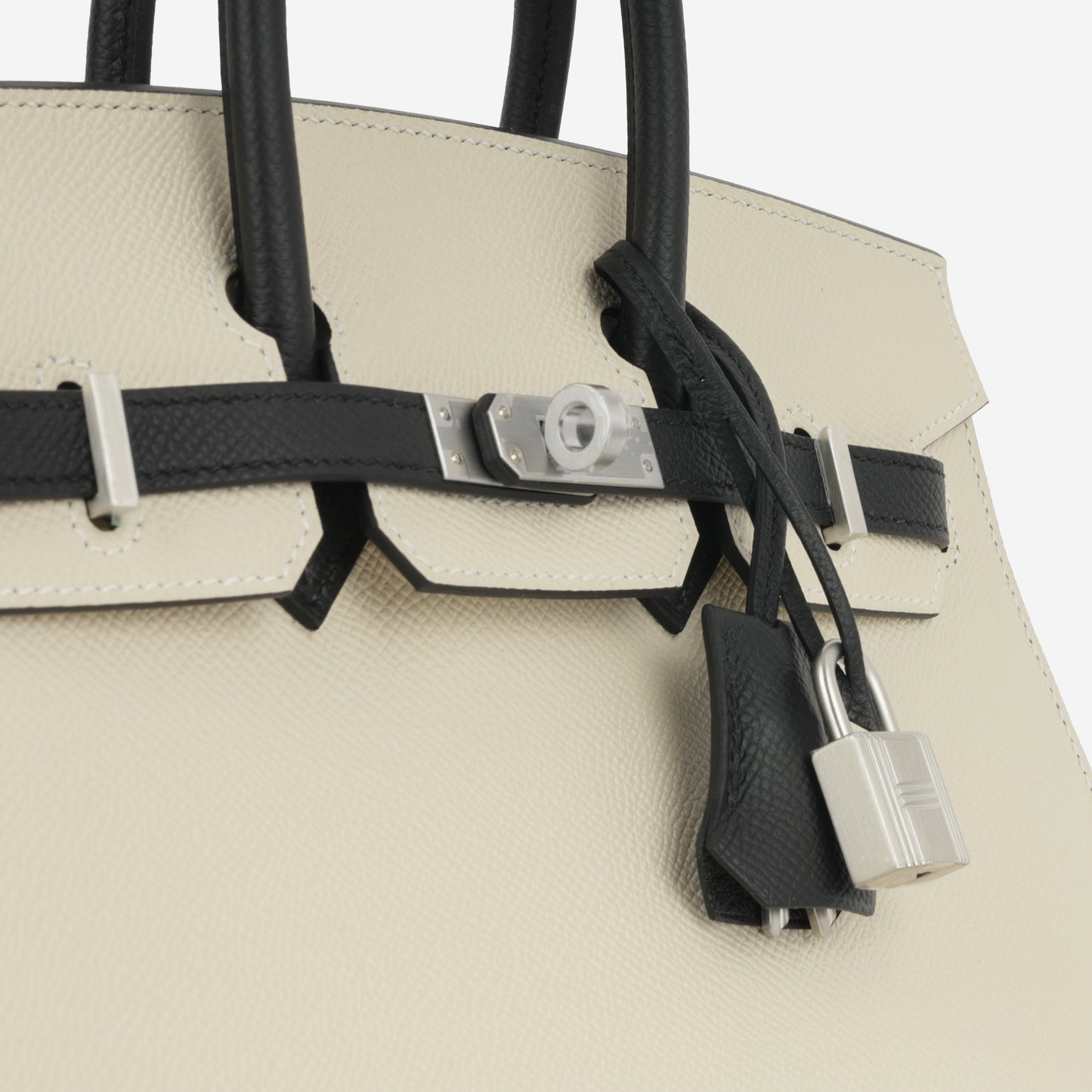 Hermès HSS Birkin 25 Sellier - Craie / Noir Epsom | Brushed Palladium Hardware