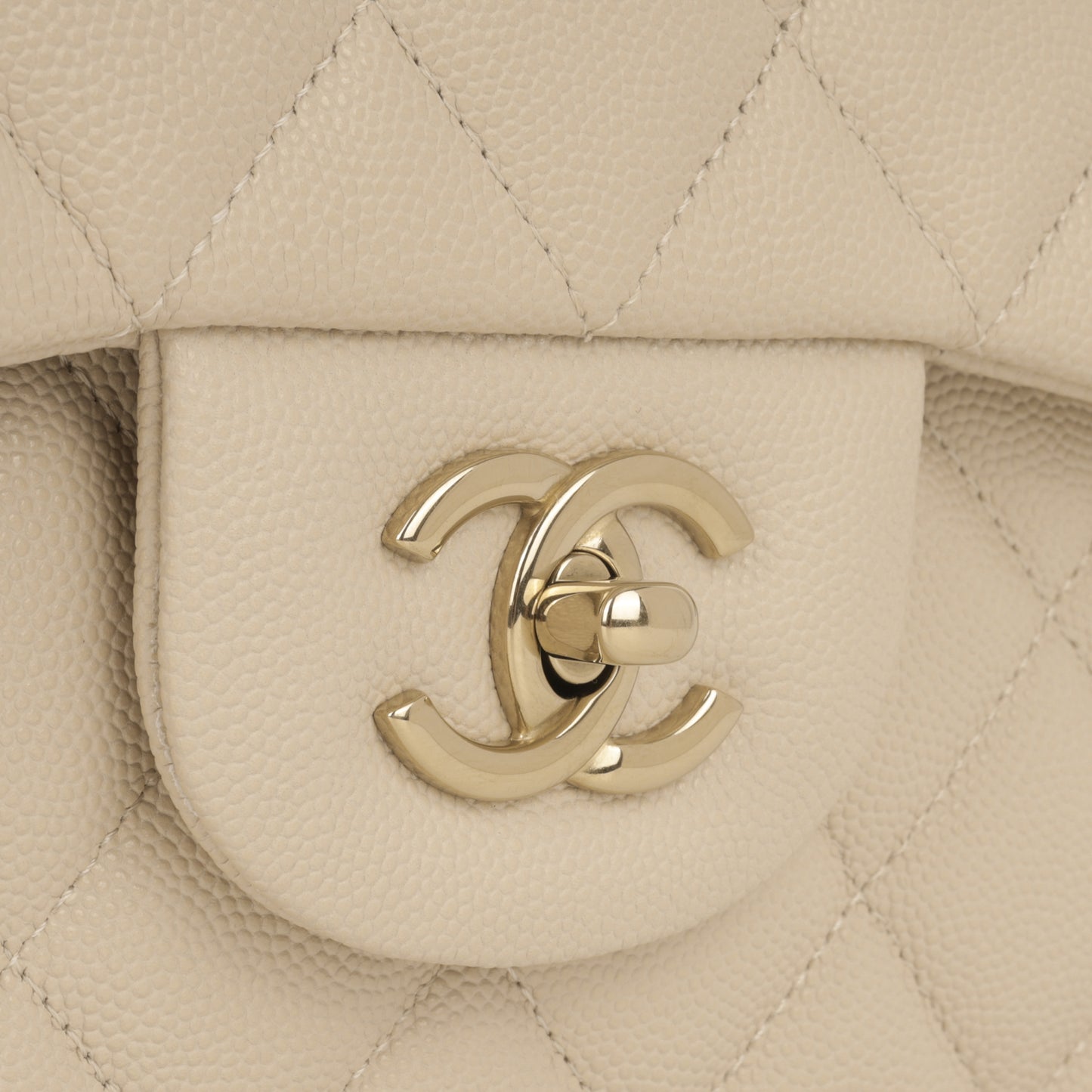 Chanel Classic Jumbo Double Flap - Ecru Caviar | Champagne Gold Hardware