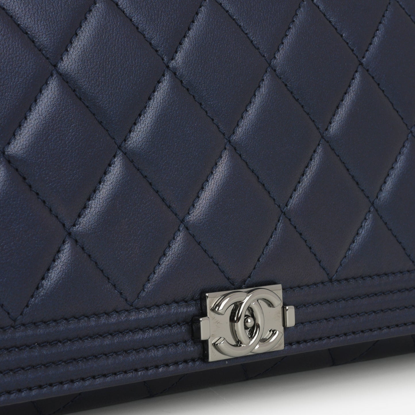 Chanel Shoulder Boy WOC - Navy Iridescent | Ruthenium Hardware
