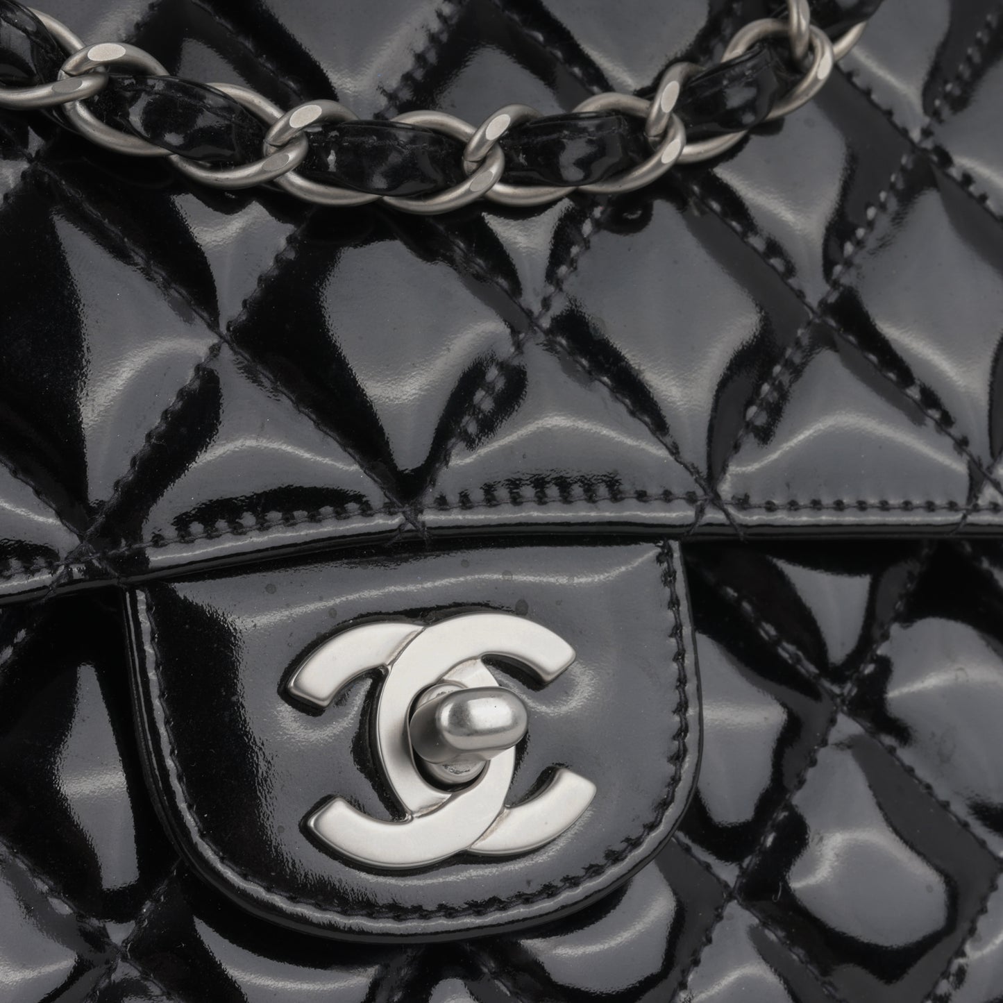 Chanel Medium Classic Flap - Black Patent | Silver hardware