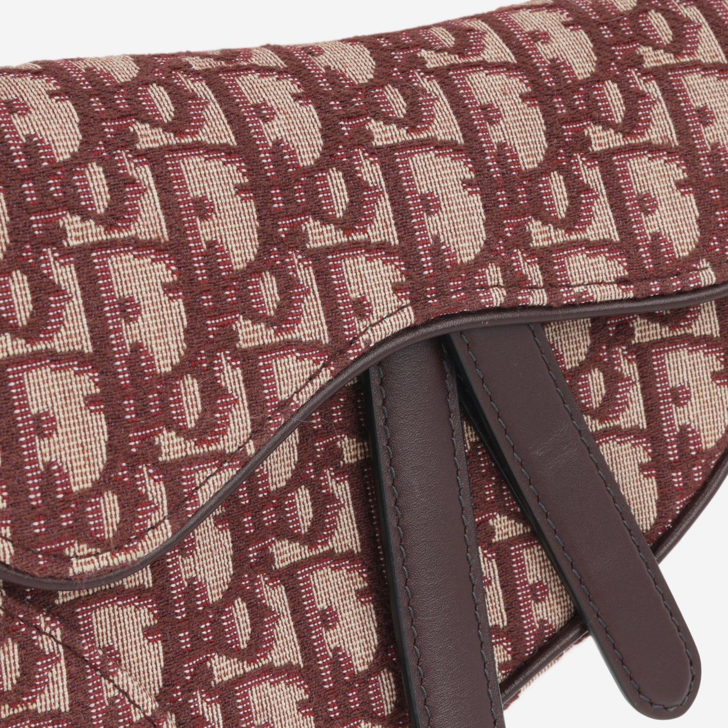 Dior Mini Saddle Bag - Burgundy Oblique Canvas | Gold Hardware