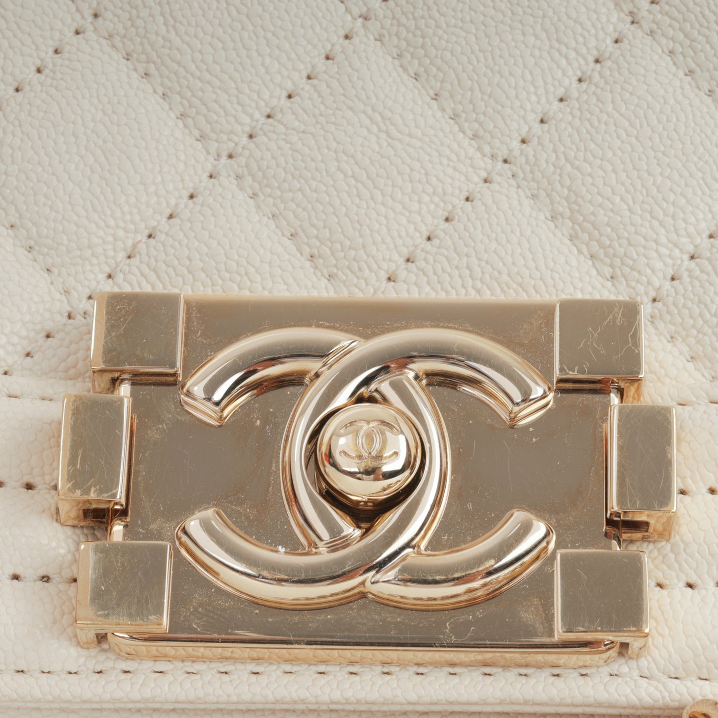 Chanel Small Boy Bag - Ivory Caviar | Champagne Gold Hardware