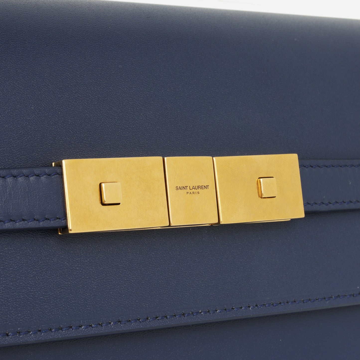 Saint Laurent Manhattan Shoulder Bag - Navy Smooth Calfskin | Gold Hardware