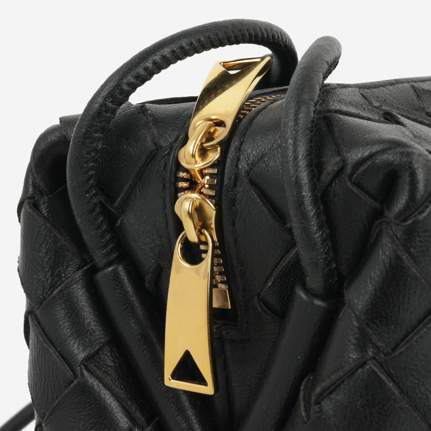 Bottega Veneta Loop Camera Bag - Black Intrecciato | Gold Hardware