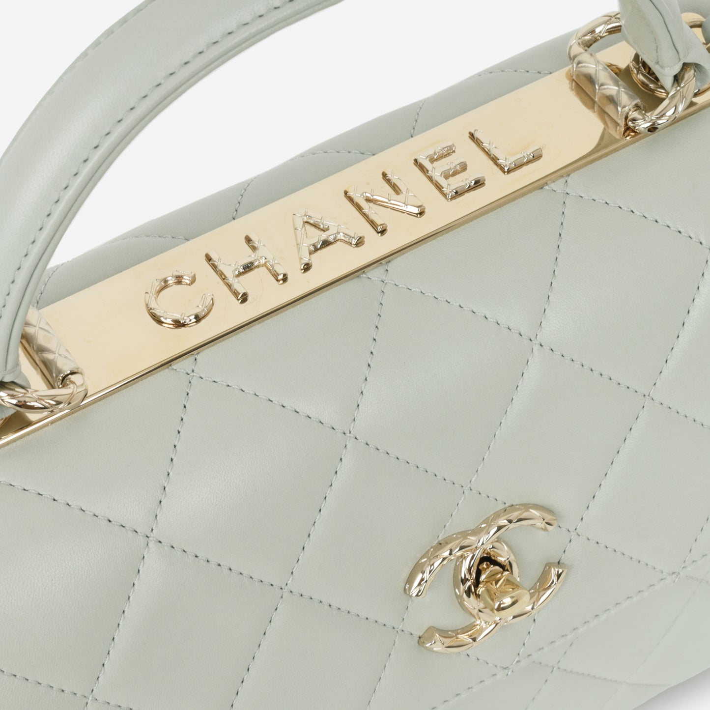 Chanel Small Trendy CC Flap Bag - Light Grey Lambskin | Champagne Gold Hardware