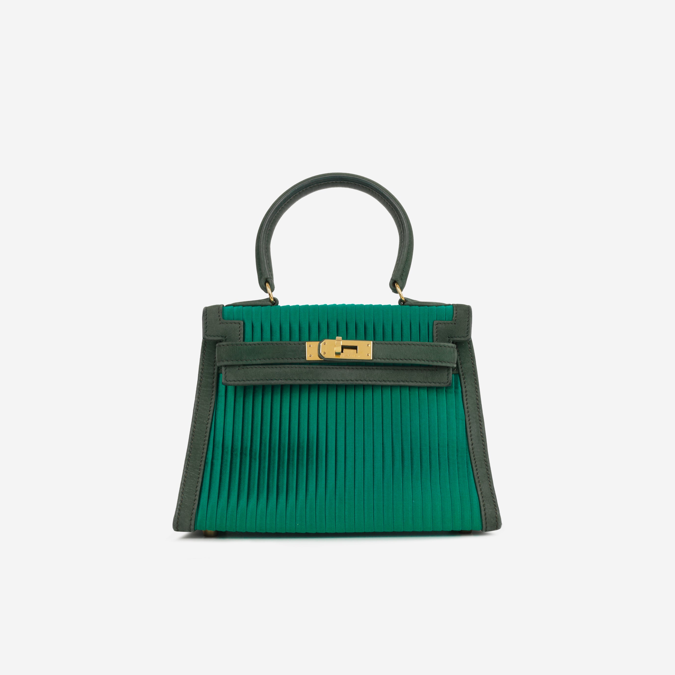 【50s 60s】KELLY FOR BRICKWORK スウェット Hermès Vintage Kelly 20 - Malachite Satin/Vert Fonce Veau Velours