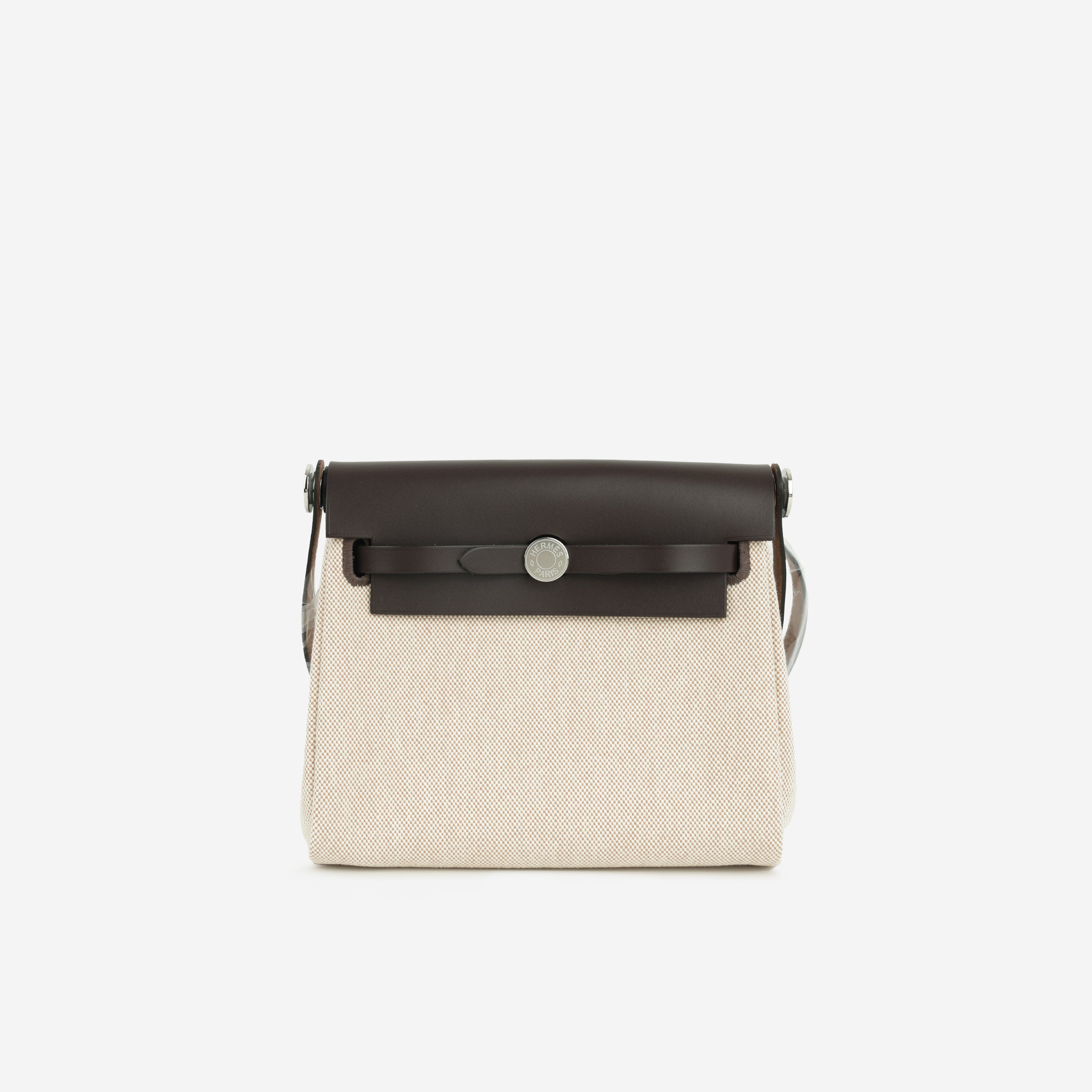 Hermès Mini Herbag 20 - Ecru Toile / Ebene Hunter | Palladium