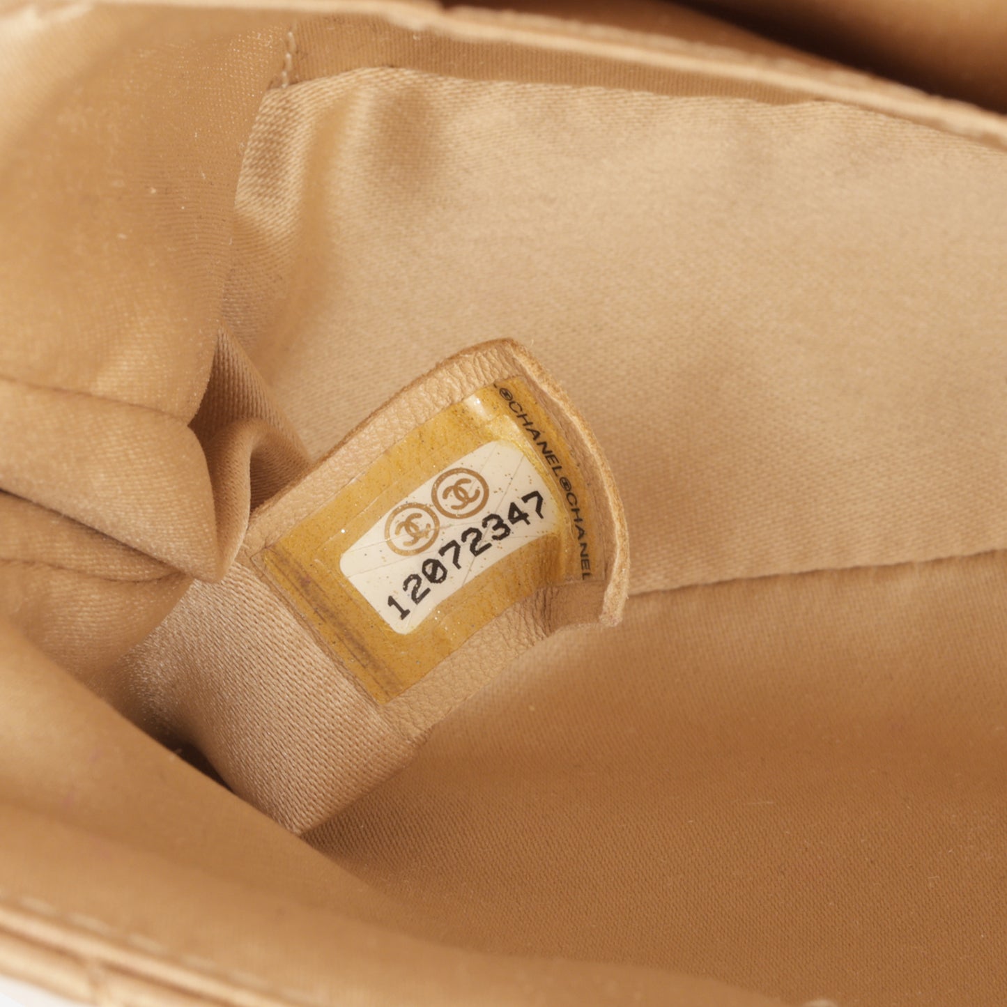 Chanel Pearl East West Flap Bag - Beige Satin | Jewelled CC