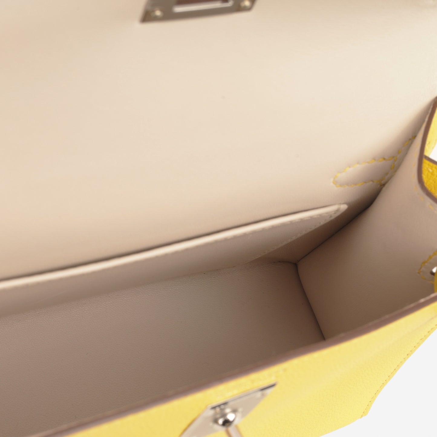 Hermès Verso Mini Kelly - Jaune De Naples Chevron Mysore / Beton Interior | Palladium Hardware