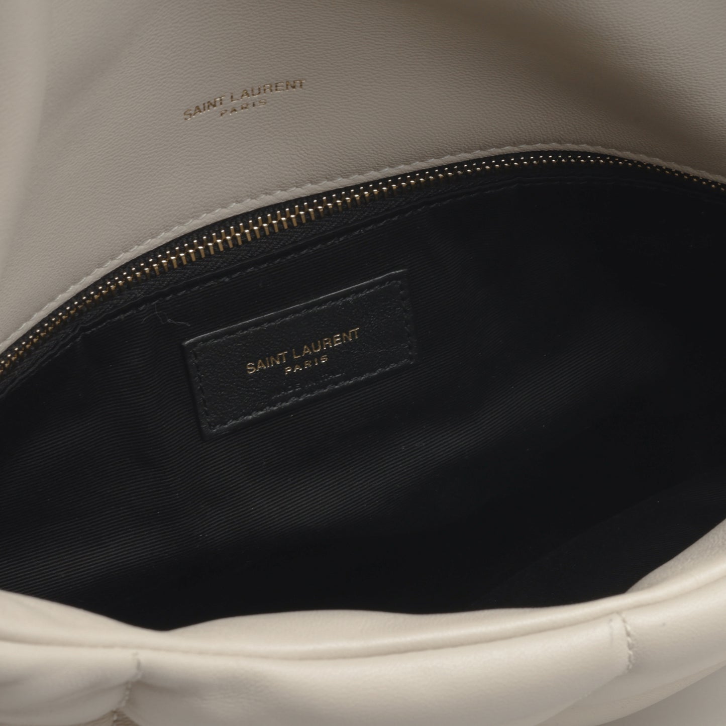 Saint Laurent Medium Lou Puffer - Ivory Lambskin | Gold Hardware