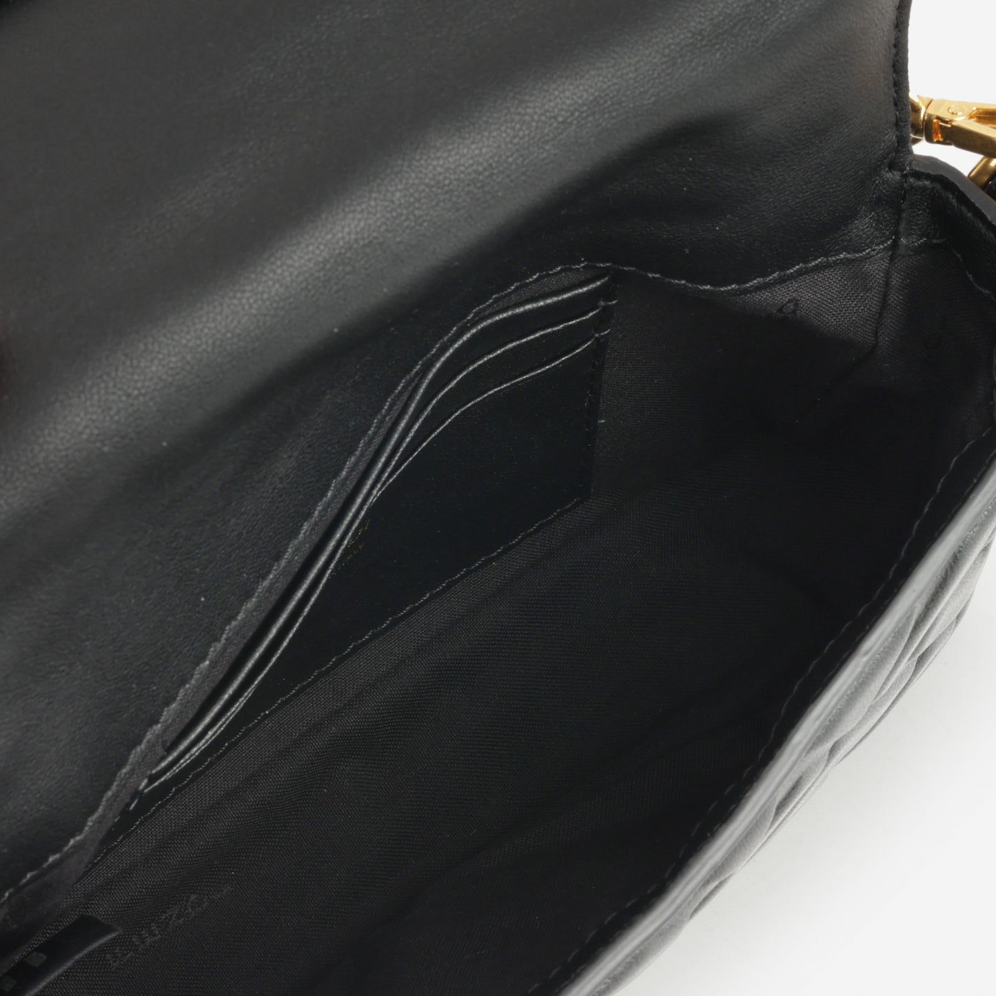 Fendi Mini Baguette Bag - Black Nappa Leather | Gold Hardware
