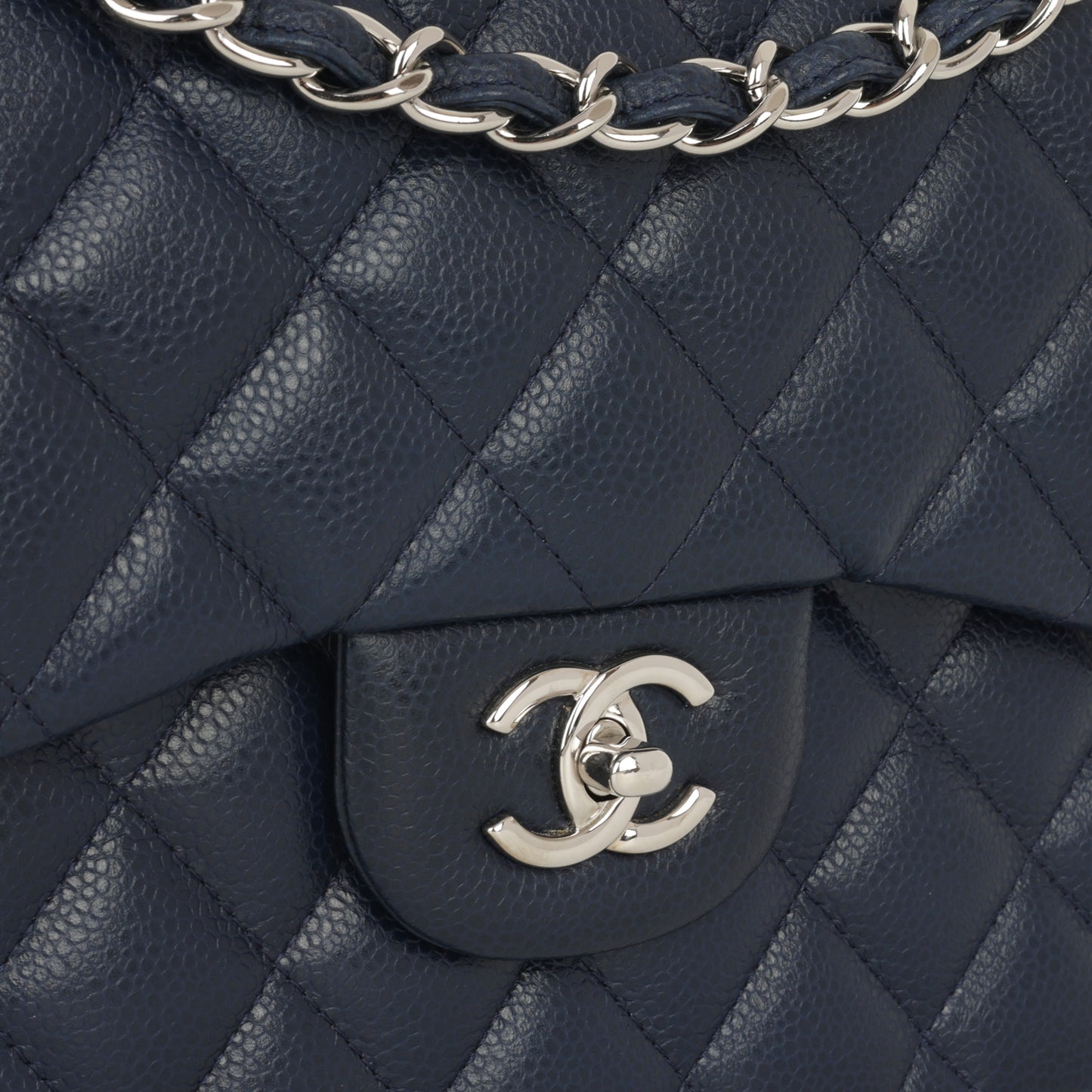 Chanel Classic Jumbo Double Flap - Navy Caviar | Silver Hardware
