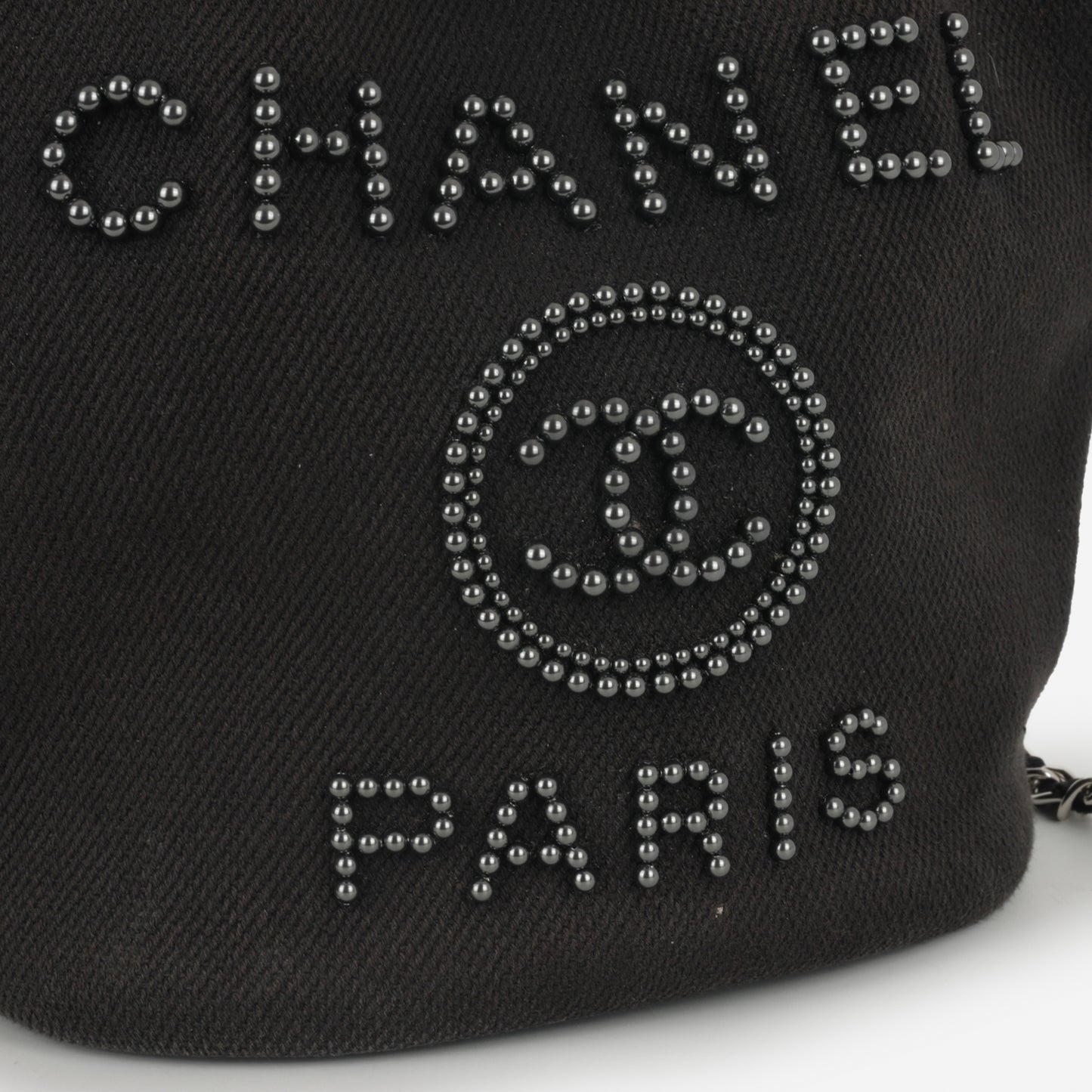 Chanel Deauville Drawstring Bucket Bag - Black Canvas | Silver Hardware