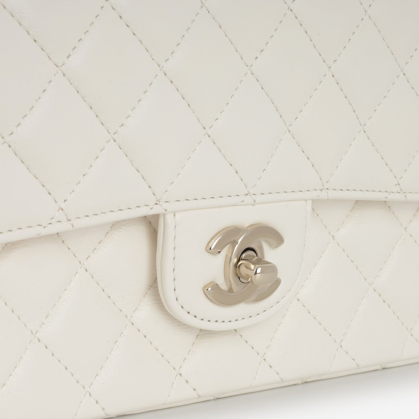 Chanel Mini Top Handle Flap with Strass - Ivory Lambskin | Champagne Gold Hardware - Bagista