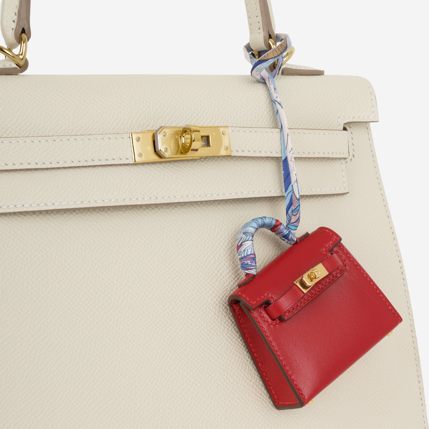 Hermès Kelly Charm - Rouge Vif Tadelakt | Gold Hardware