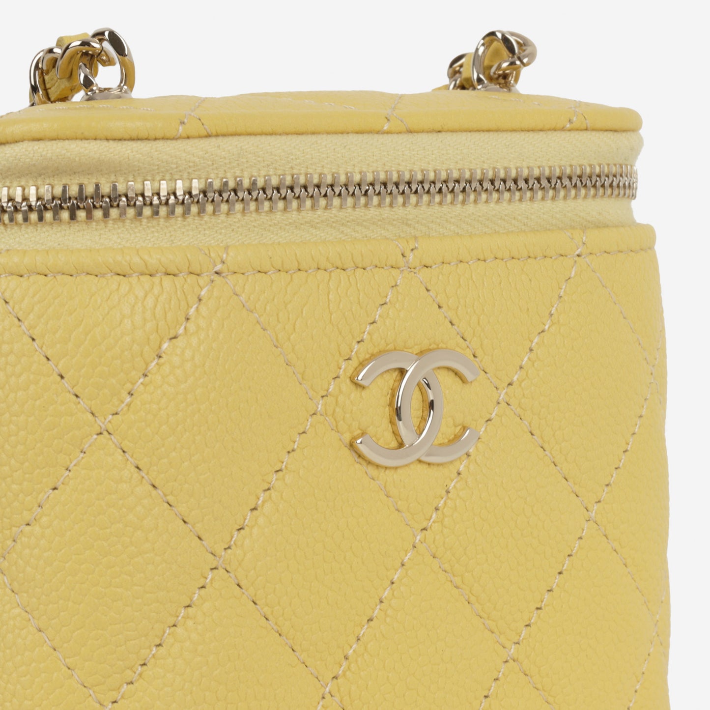Chanel Mini Vertical Vanity on Chain - Yellow Caviar | Champagne Gold Hardware
