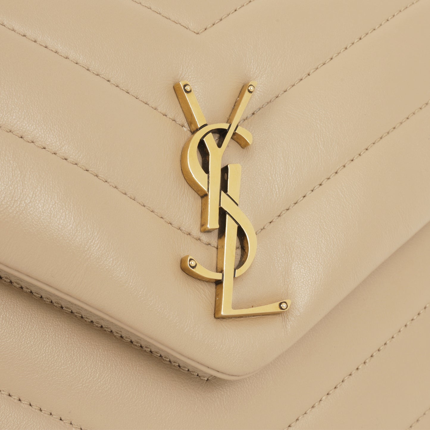 Saint Laurent Small Loulou - Beige Calfskin | Gold Hardware