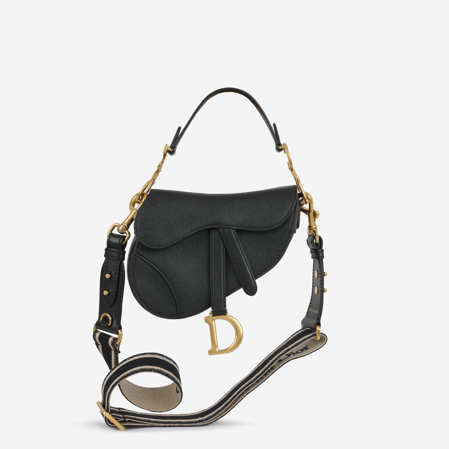 Dior Mini Saddle - Black Grained Calfskin | Gold Hardware