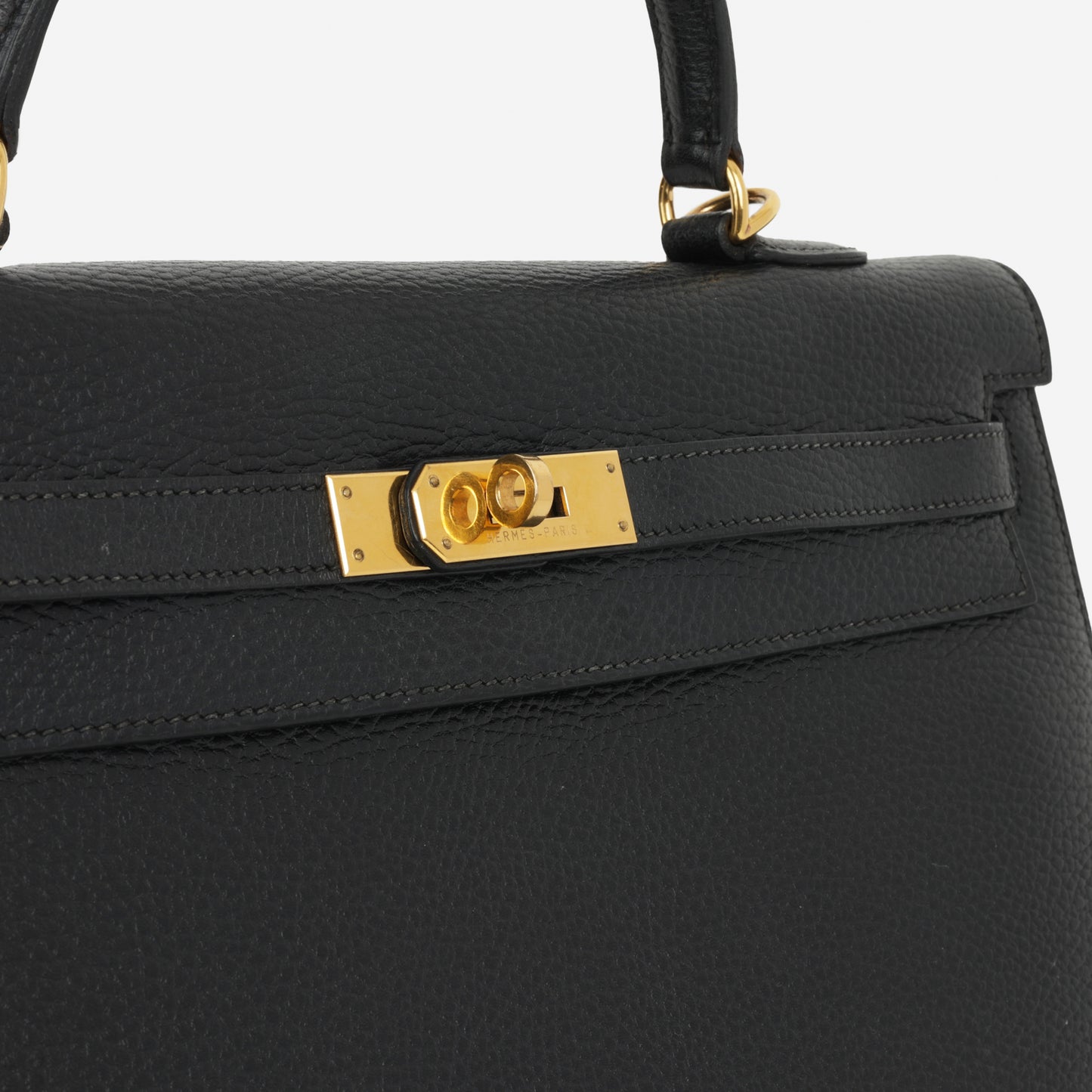 Hermès Vintage Kelly 35 'Mou' - Black Ardennes | Gold Hardware