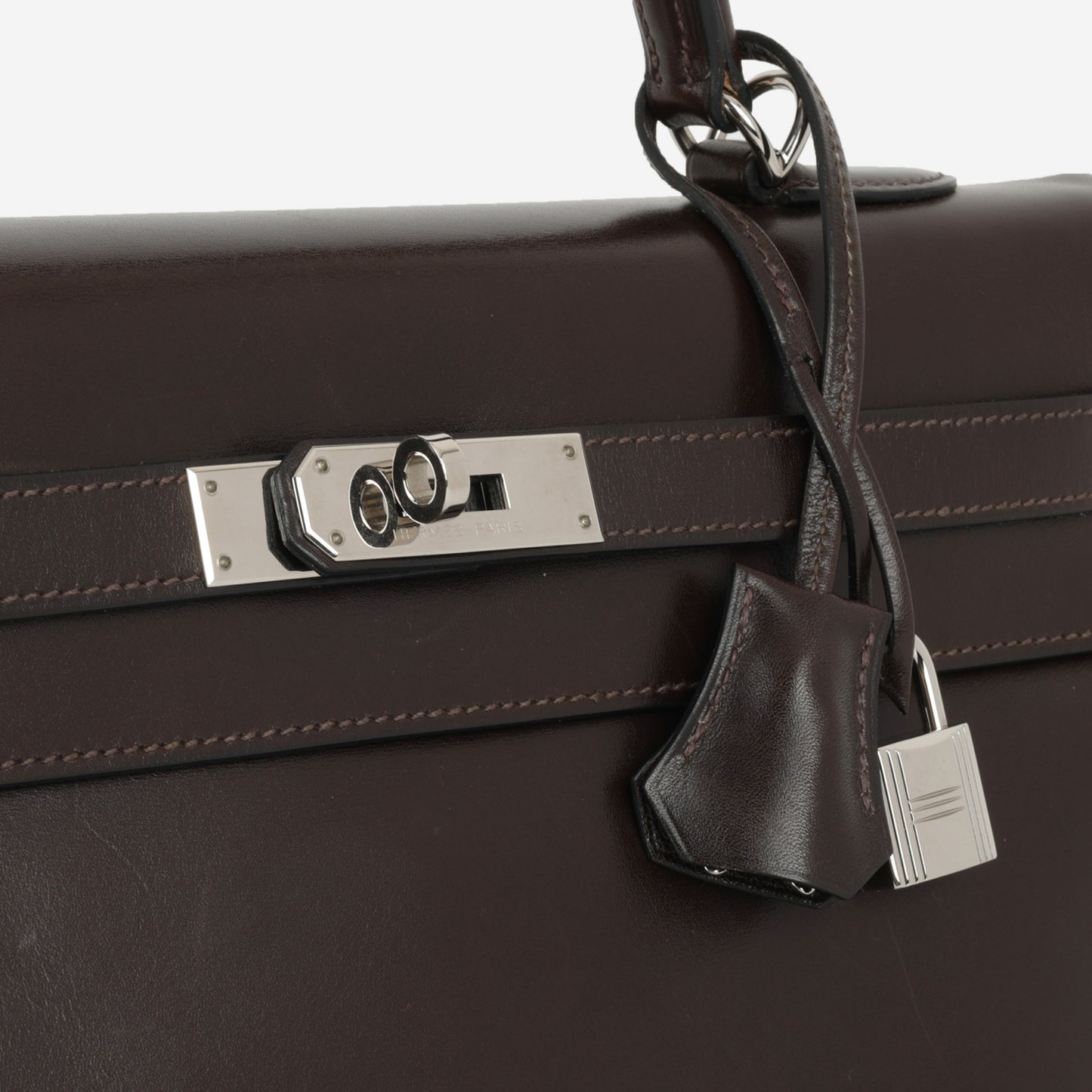 Hermès Kelly 35 - Ebene Box Calf Retourne | Palladium Hardware