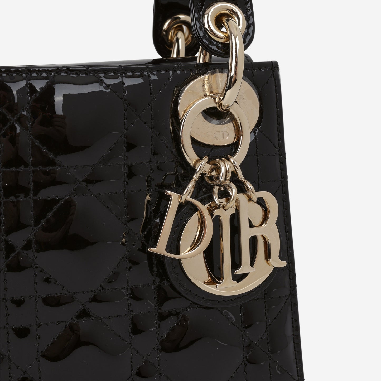 Dior Mini Lady Dior - Black Patent | Champagne Gold Hardware - Bagista