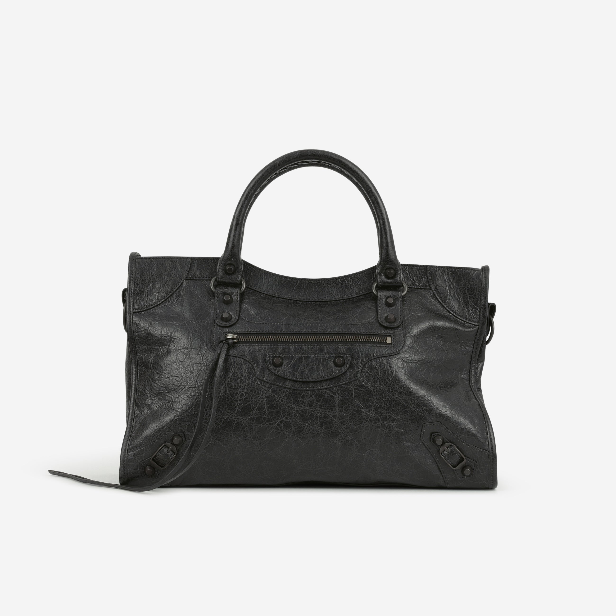 Balenciaga Medium Le City Bag - Black Crumpled Lambskin | Black