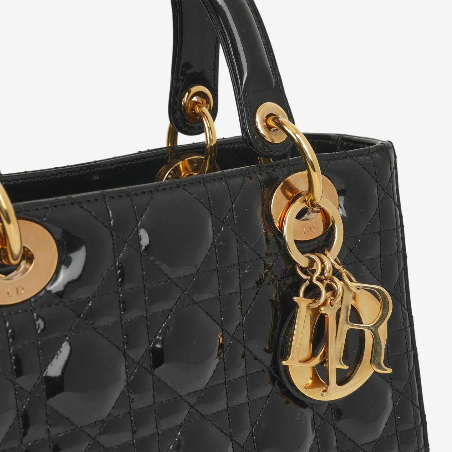 Dior Medium Lady Dior - Black Patent | Gold Hardware - Bagista