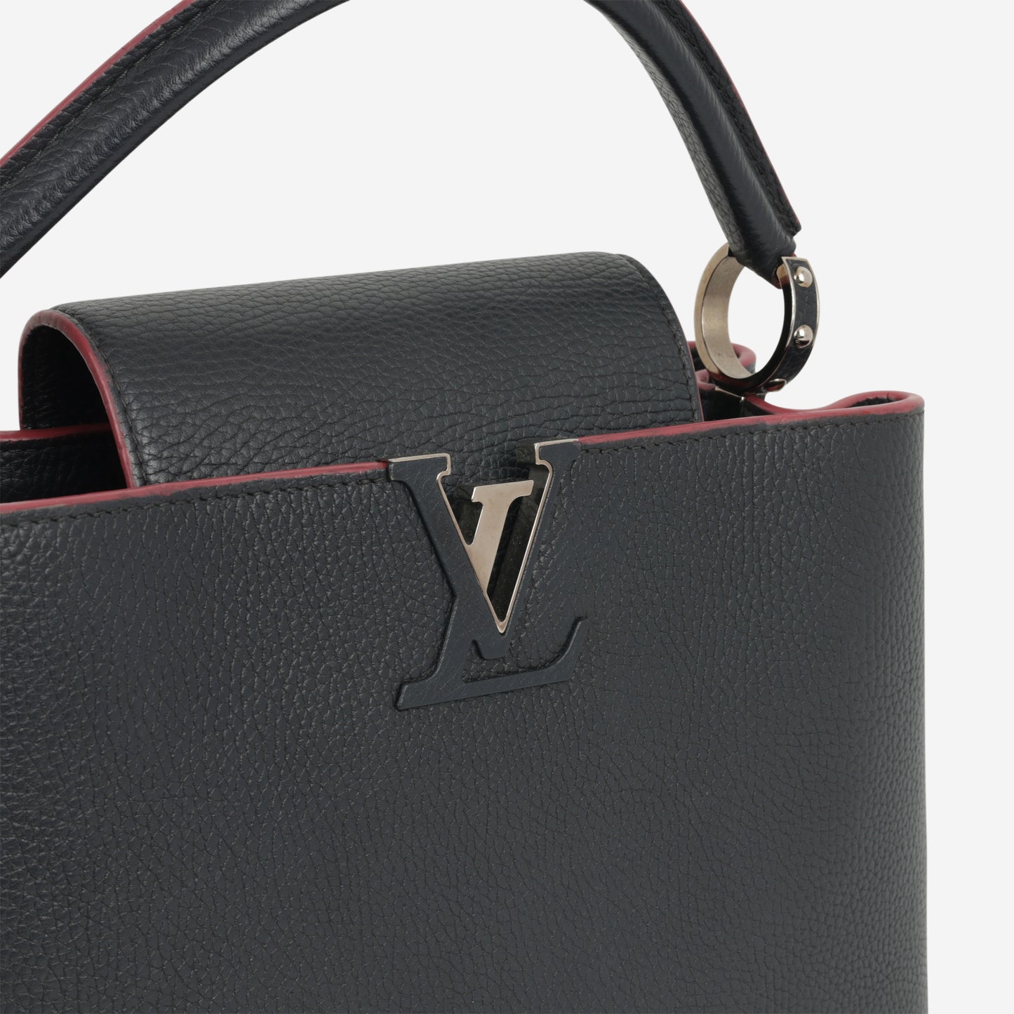 Louis Vuitton Capucines MM - Black Taurillon / Pink Trim | Silver Hardware - Bagista