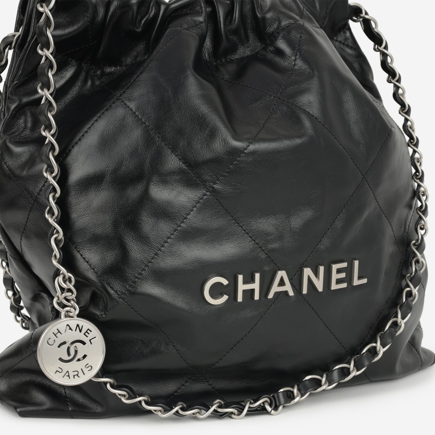 Chanel Small 22 Tote - Black Calfskin | Silver Hardware