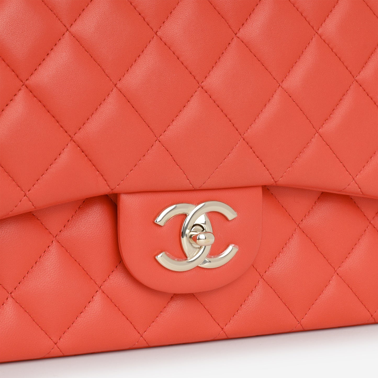 Chanel Classic Maxi Double Flap - Coral Lambskin | Champagne Gold Hardware