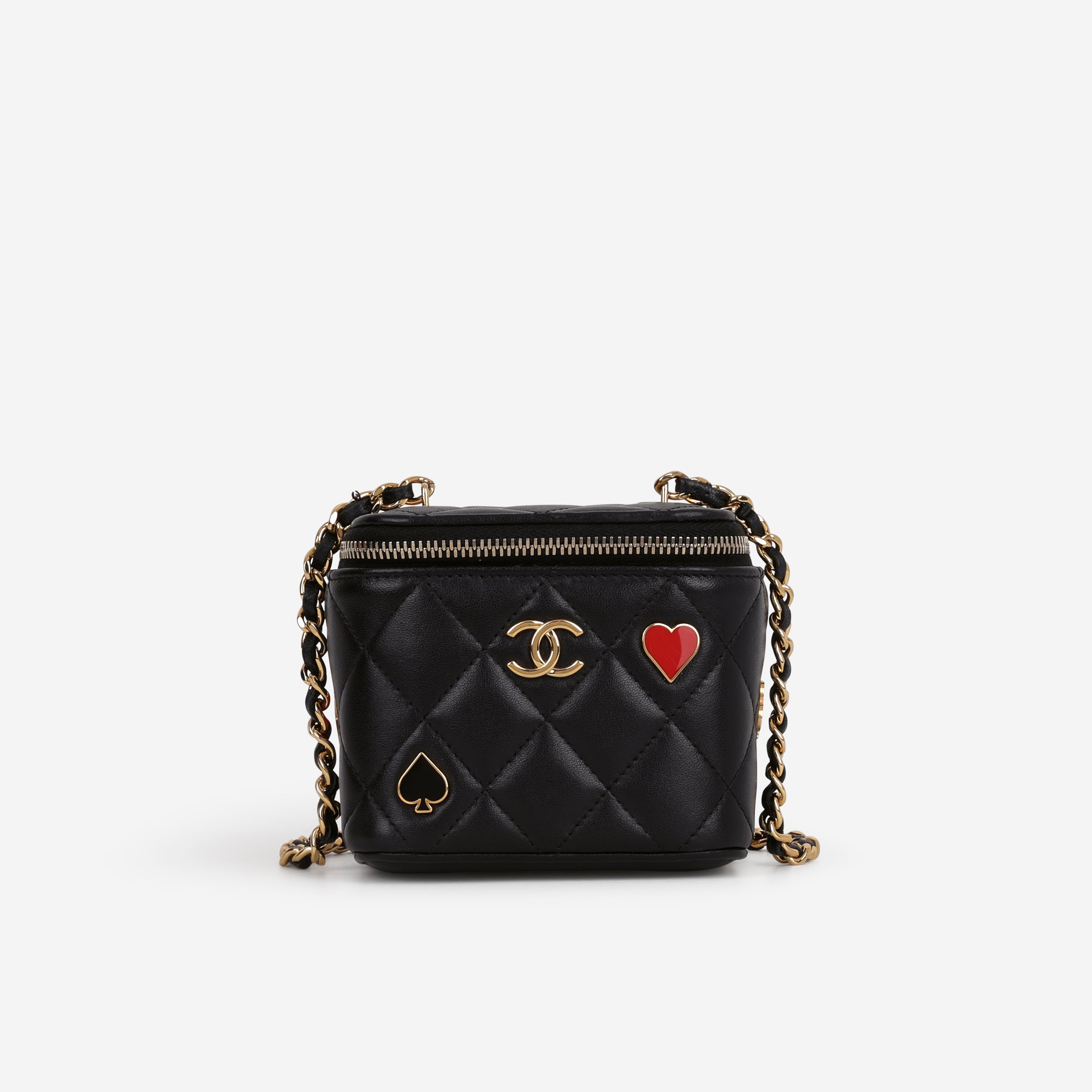 Chanel 23C Mini Vanity on Chain Black Lambskin Champagne Gold