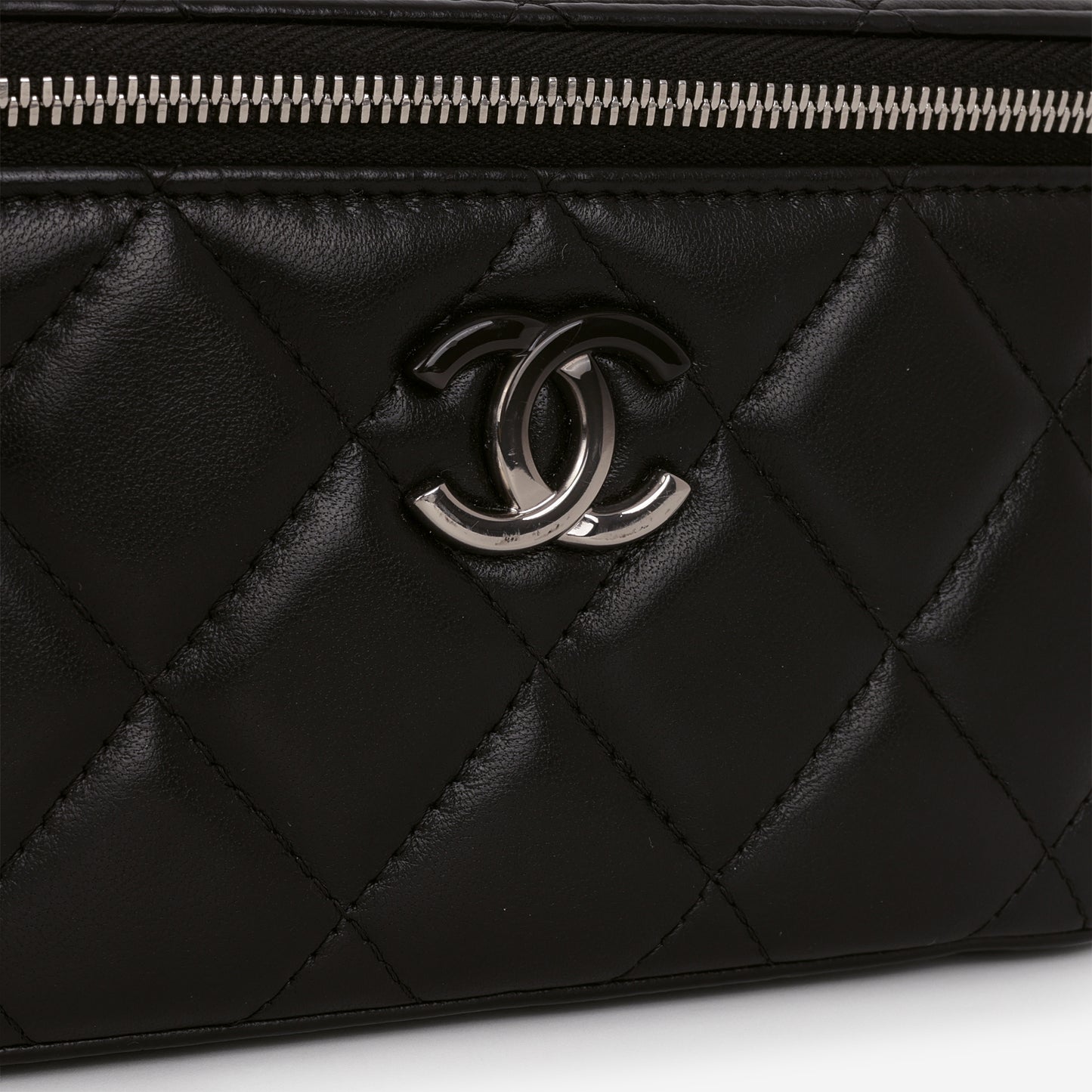 Chanel Small Vanity on Chain - Black Lambskin | Silver Hardware