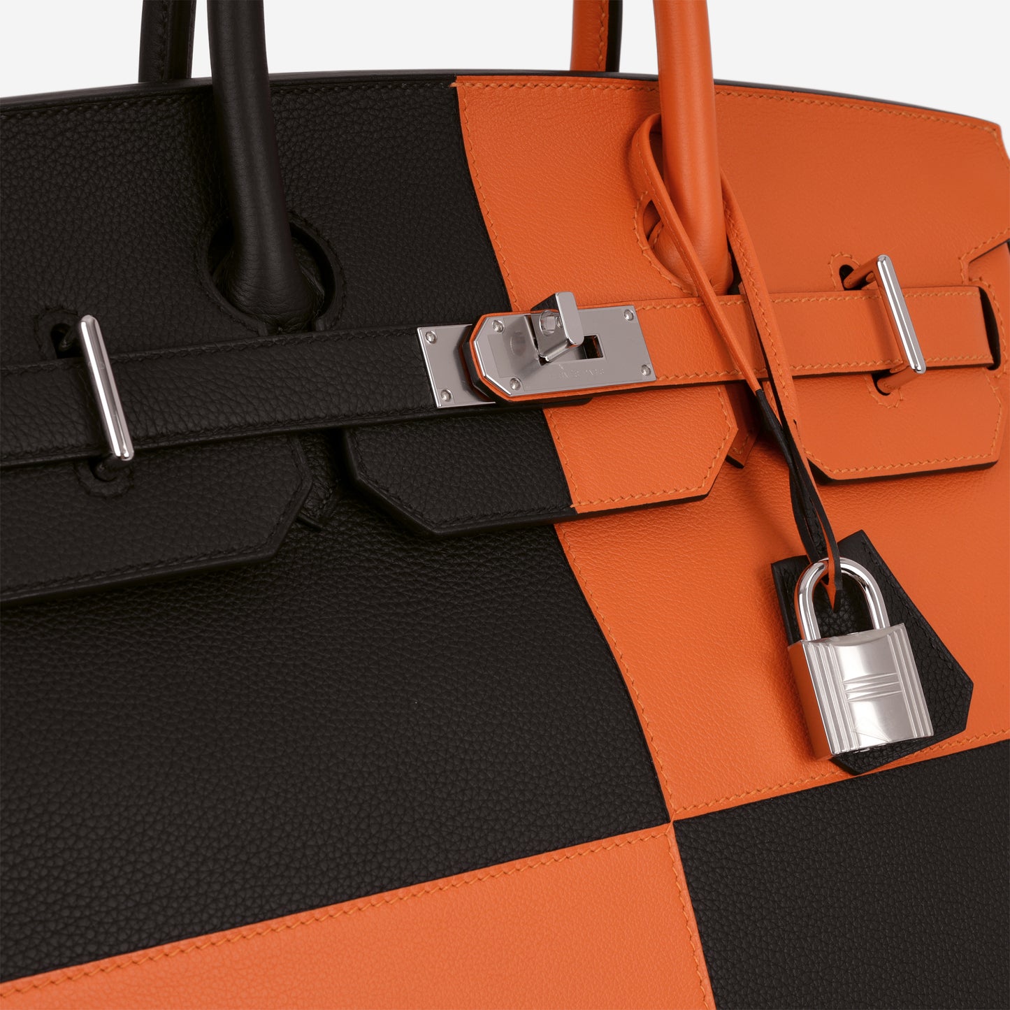 Hermès HAC 40 Casaque - Black & Orange H | Palladium Hardware