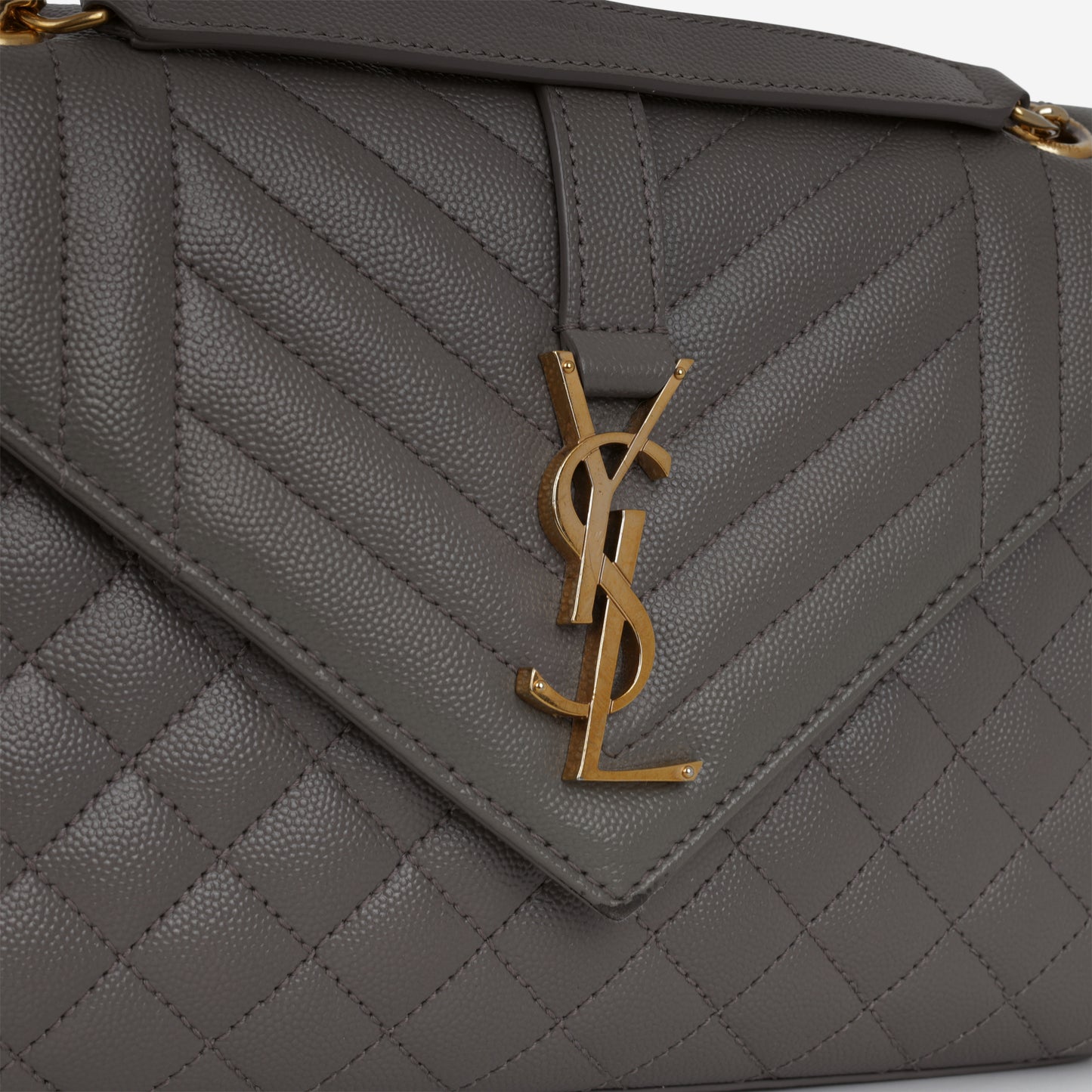 Saint Laurent Medium Envelope - Grey Grained | Gold Hardware