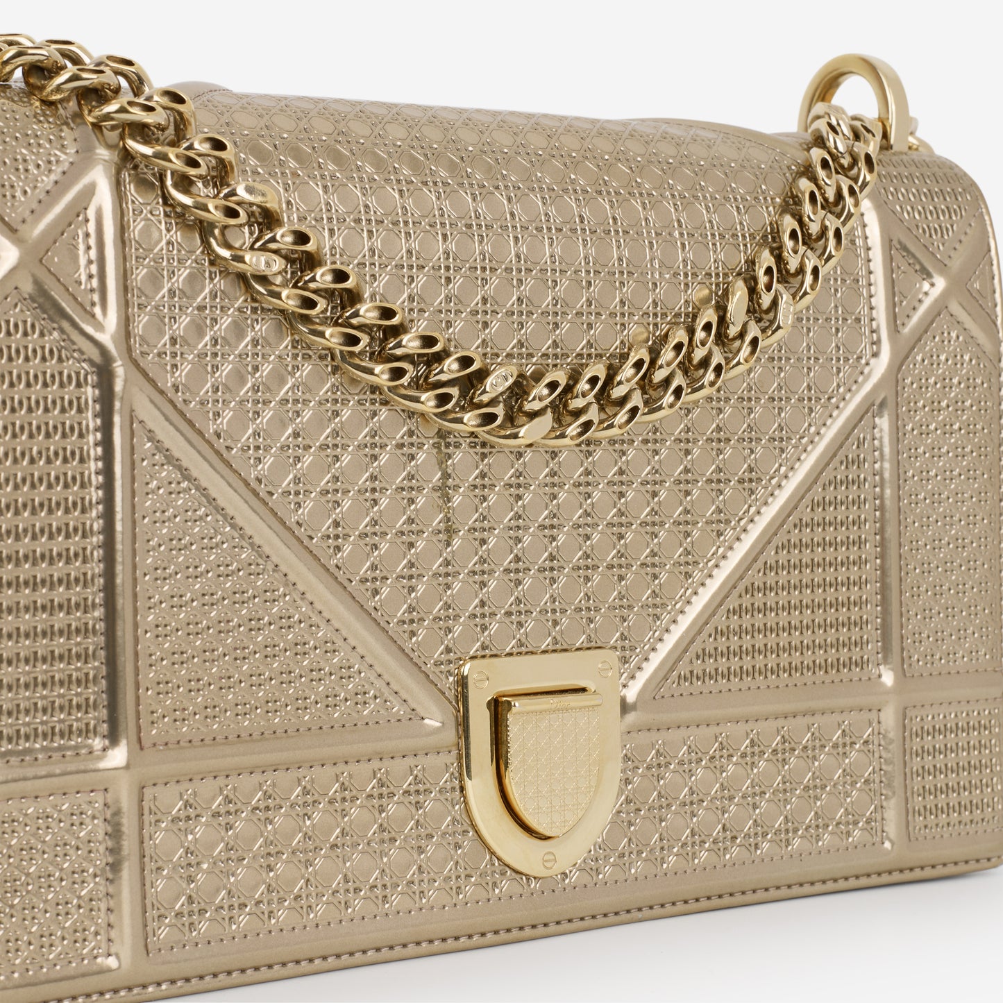 Dior Medium Diorama - Gold Metallic Micro Cannage | Champagne Gold Hardware