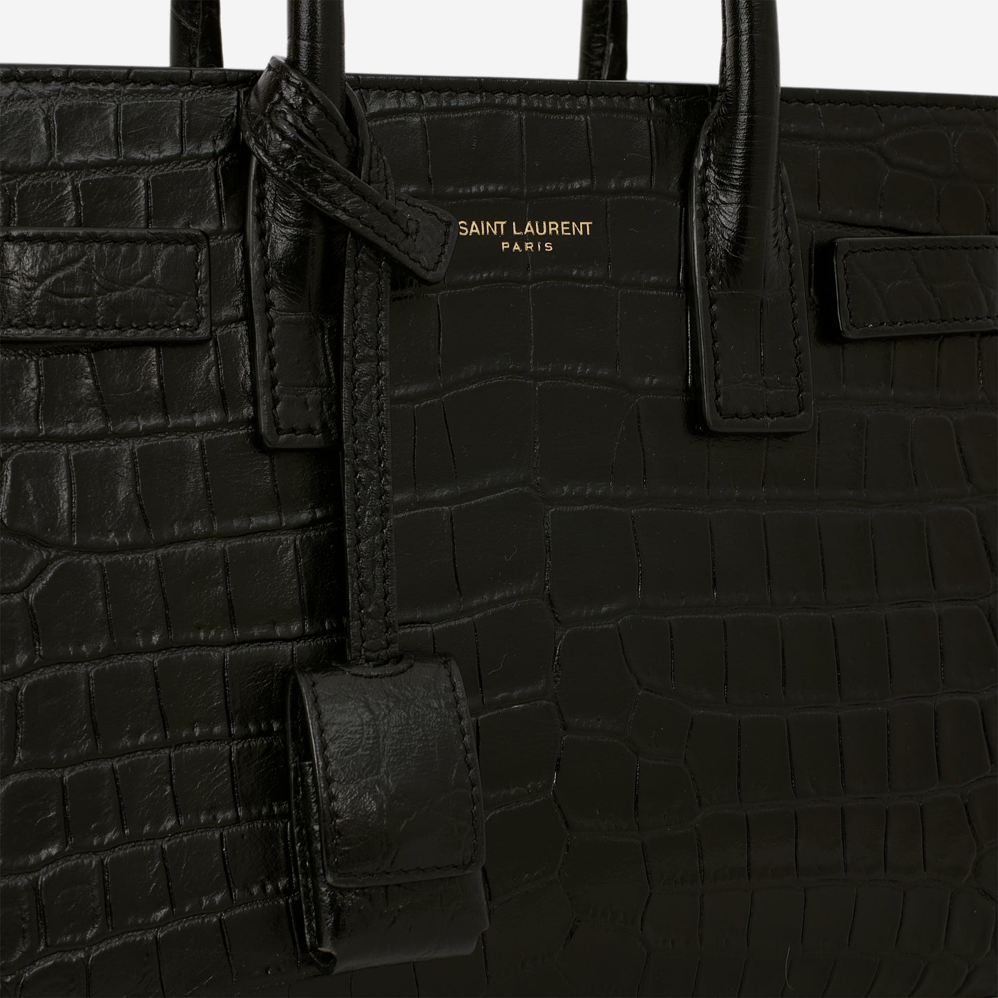 Saint Laurent Nano Sac De Jour - Black Croc Embossed | Gold Hardware - Bagista