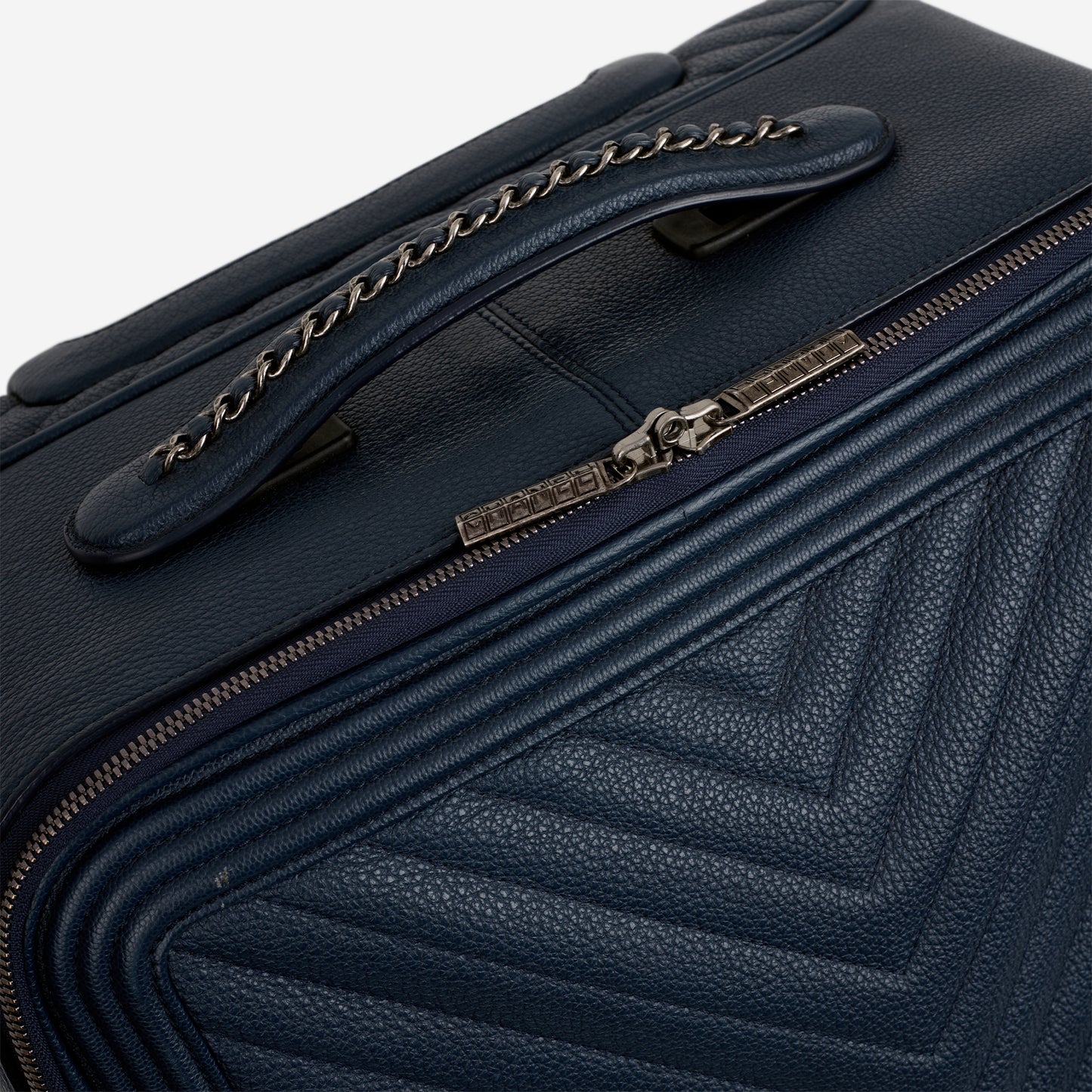 Chanel Coco Case Trolley - Blue Chevron Caviar | Silver Hardware