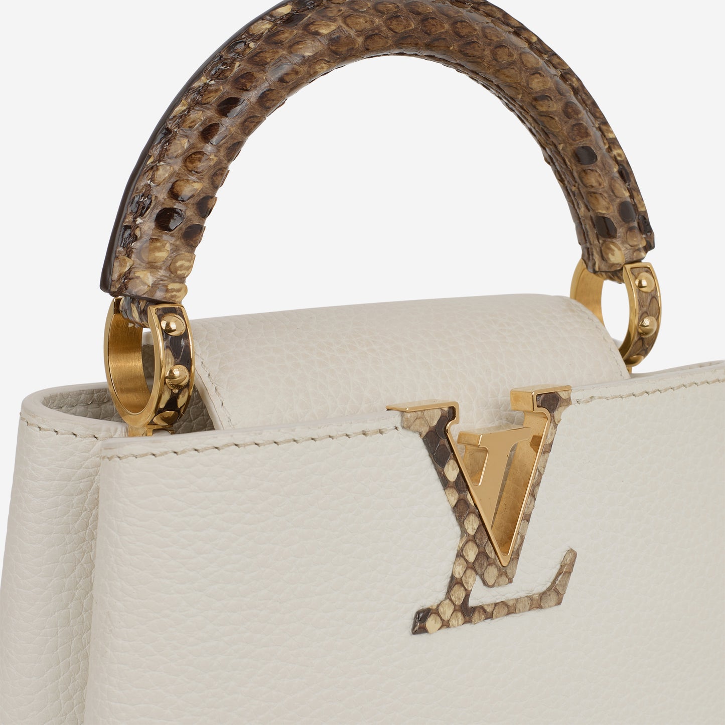 Louis Vuitton Mini Capucines - White Taurillon / Python Handle | Gold Hardware