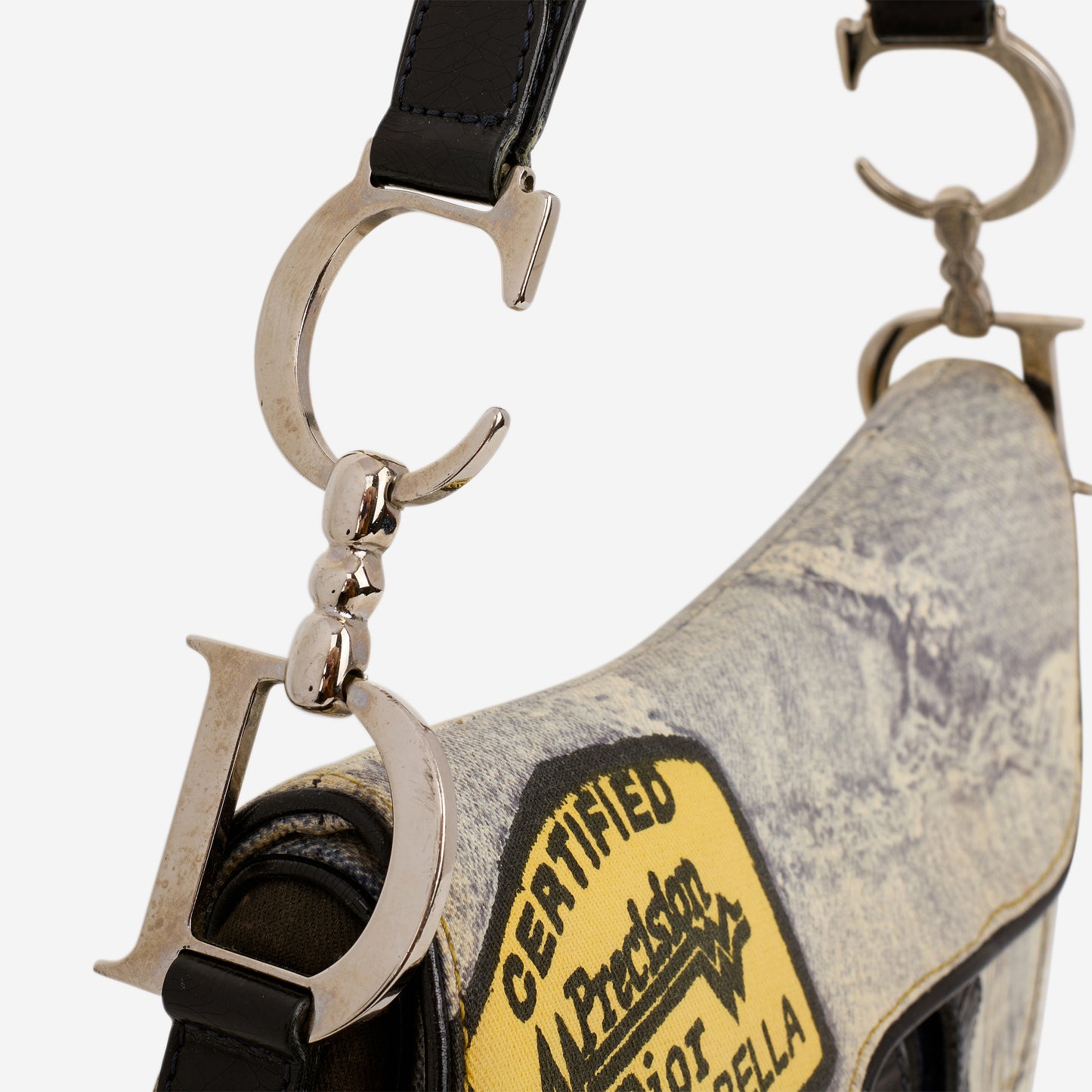 Dior Vintage "Miss Diorella" Saddle Bag - Denim Printed Canvas | Silver Hardware