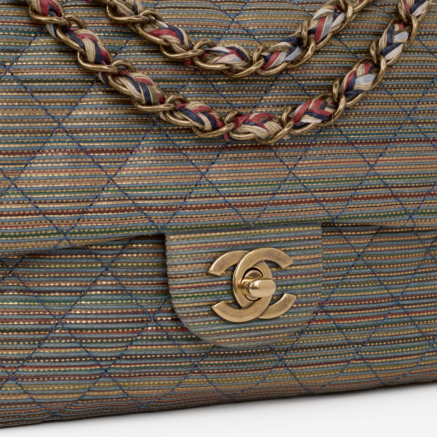 Chanel Paris-Seoul Small Flap - Rainbow Metallic Raffia | Aged Gold Hardware