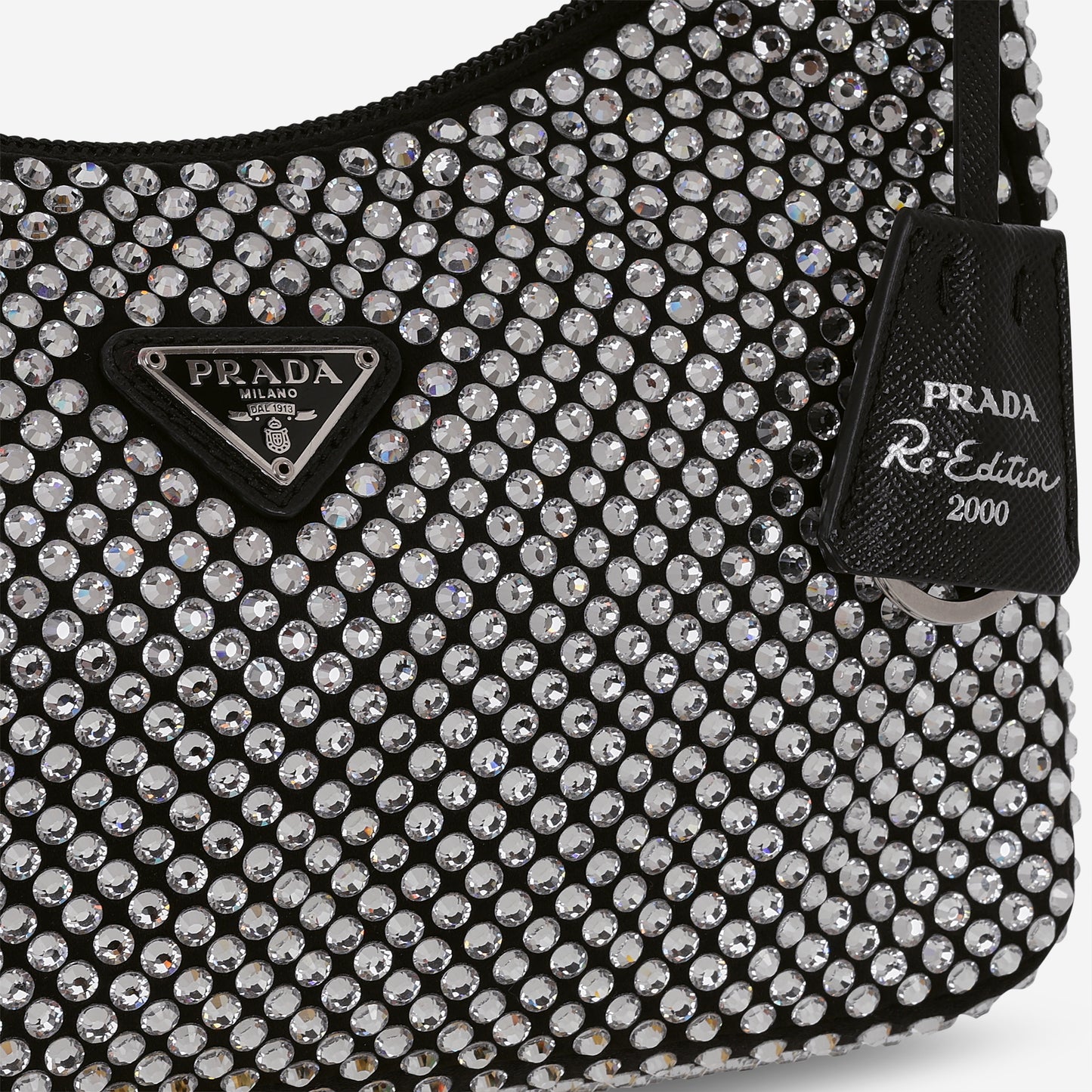Prada Re-Edition 2000 Crystal - Black Satin | Silver Hardware