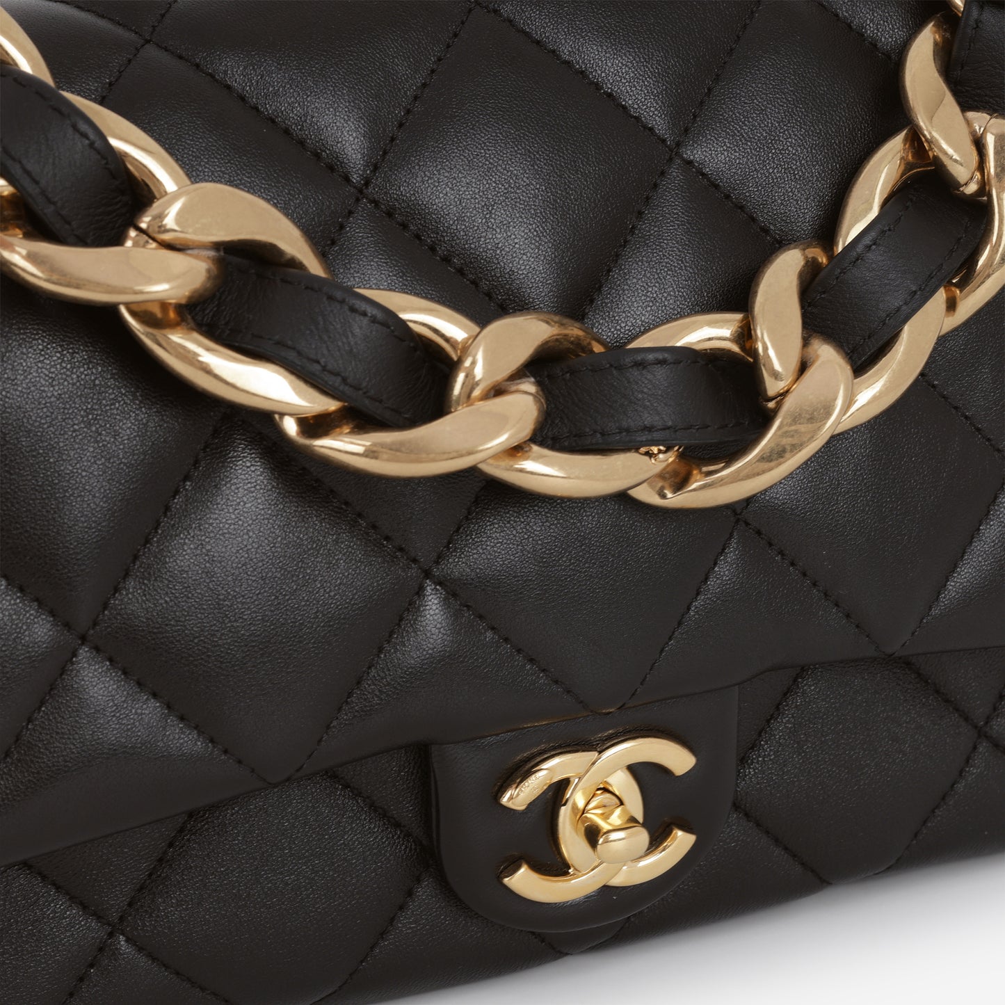 Chanel 22S Large CC Funky Town Flap Bag - Black Lambskin | Gold Hardware