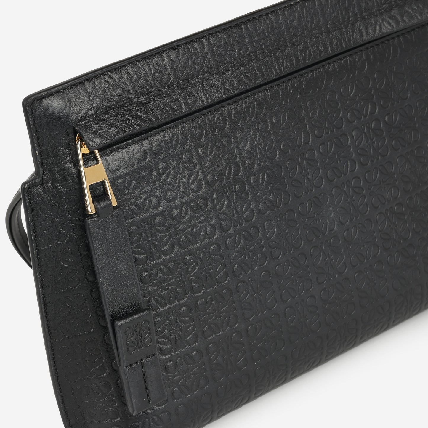 Loewe Repeat Anagram T Pouch - Black Monogram Calfskin | Gold Hardware