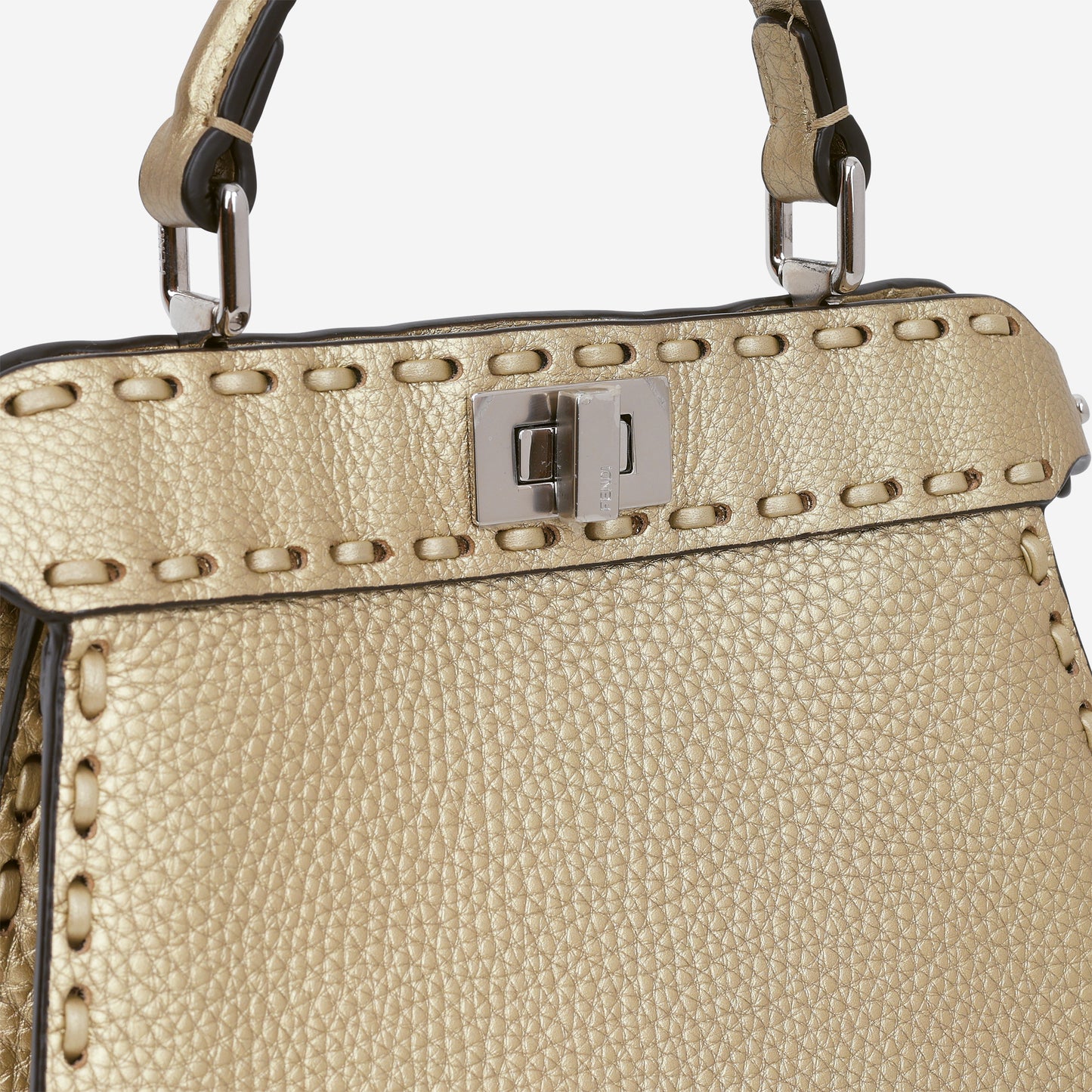 Fendi Petite Peekaboo ISeeU - Gold Grained Calfskin | Silver Hardware