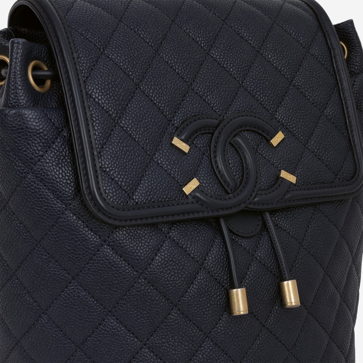 Chanel Filigree CC Backpack - Navy Caviar | Aged Gold Hardware