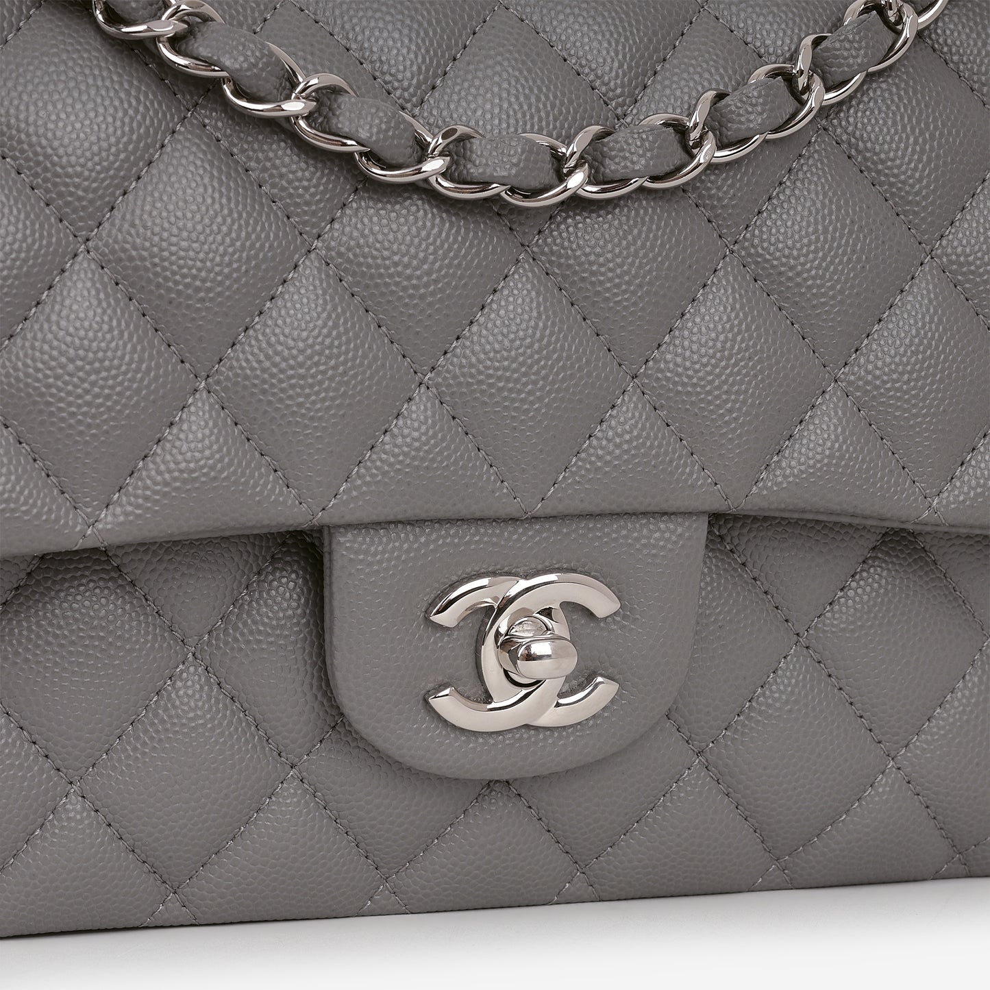 Chanel Medium Classic Flap - Grey Caviar | Silver Hardware
