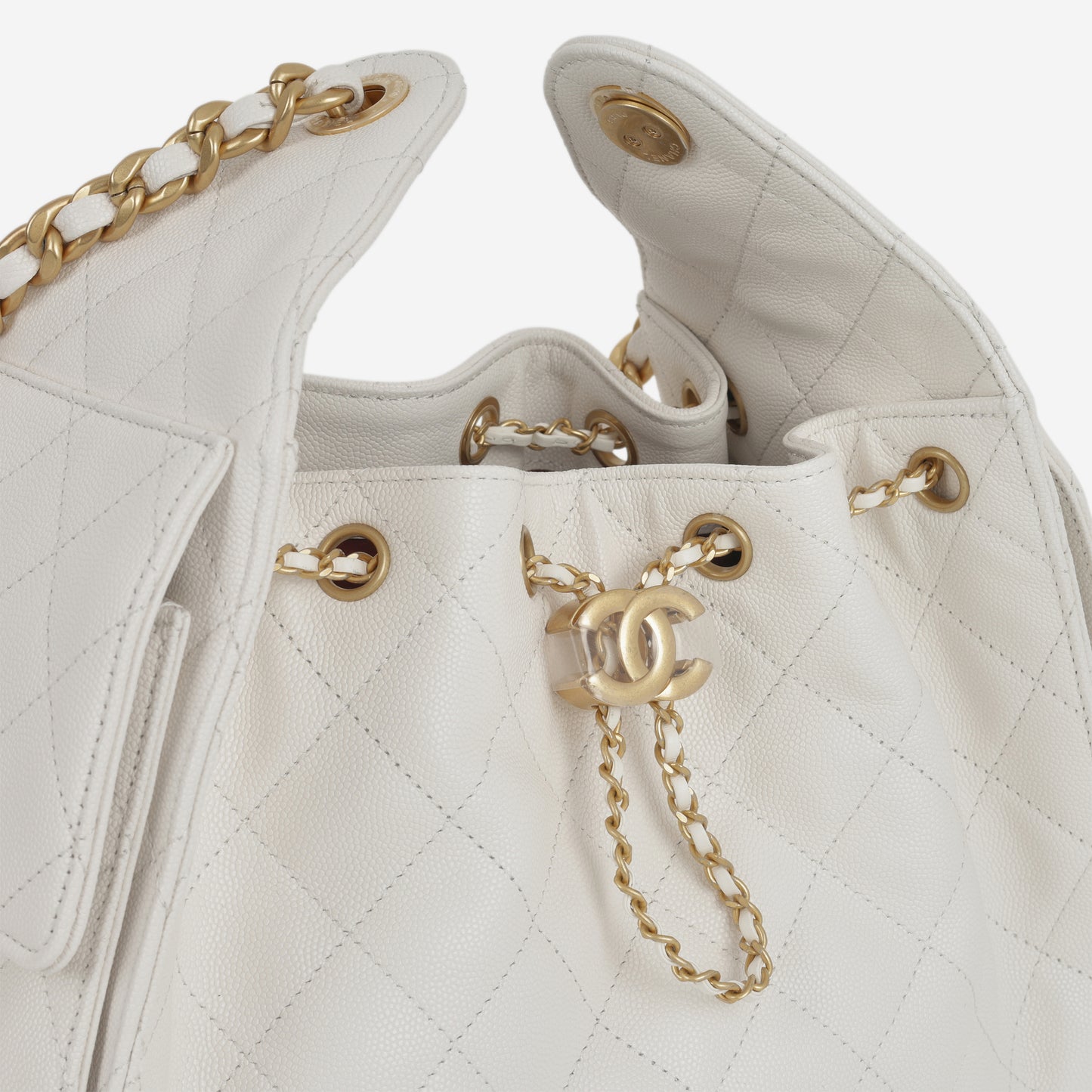 Chanel Small 25 Hobo - White Caviar | Aged Gold Hardware