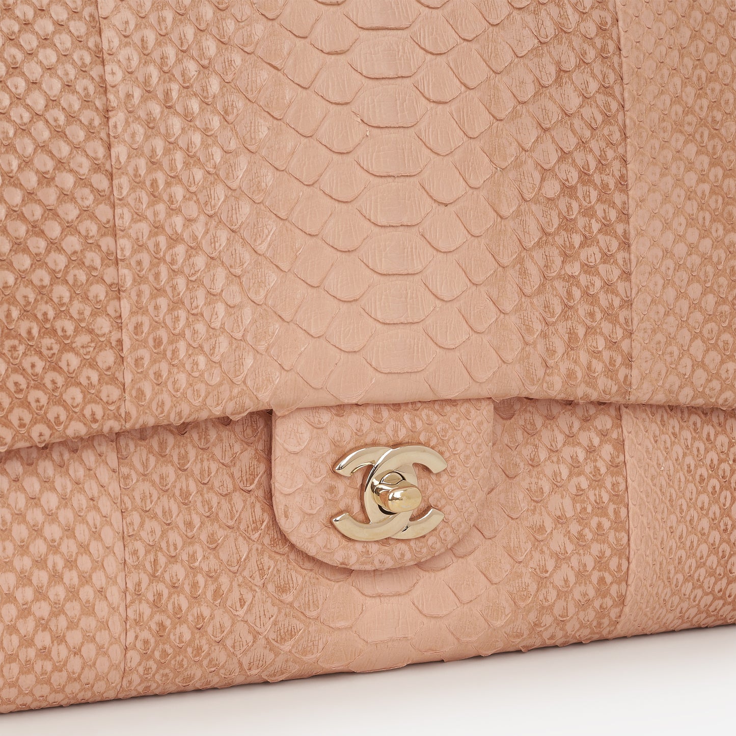 Chanel Classic Timeless Clutch On Chain - Blush Pink Python | Champagne Gold Hardware