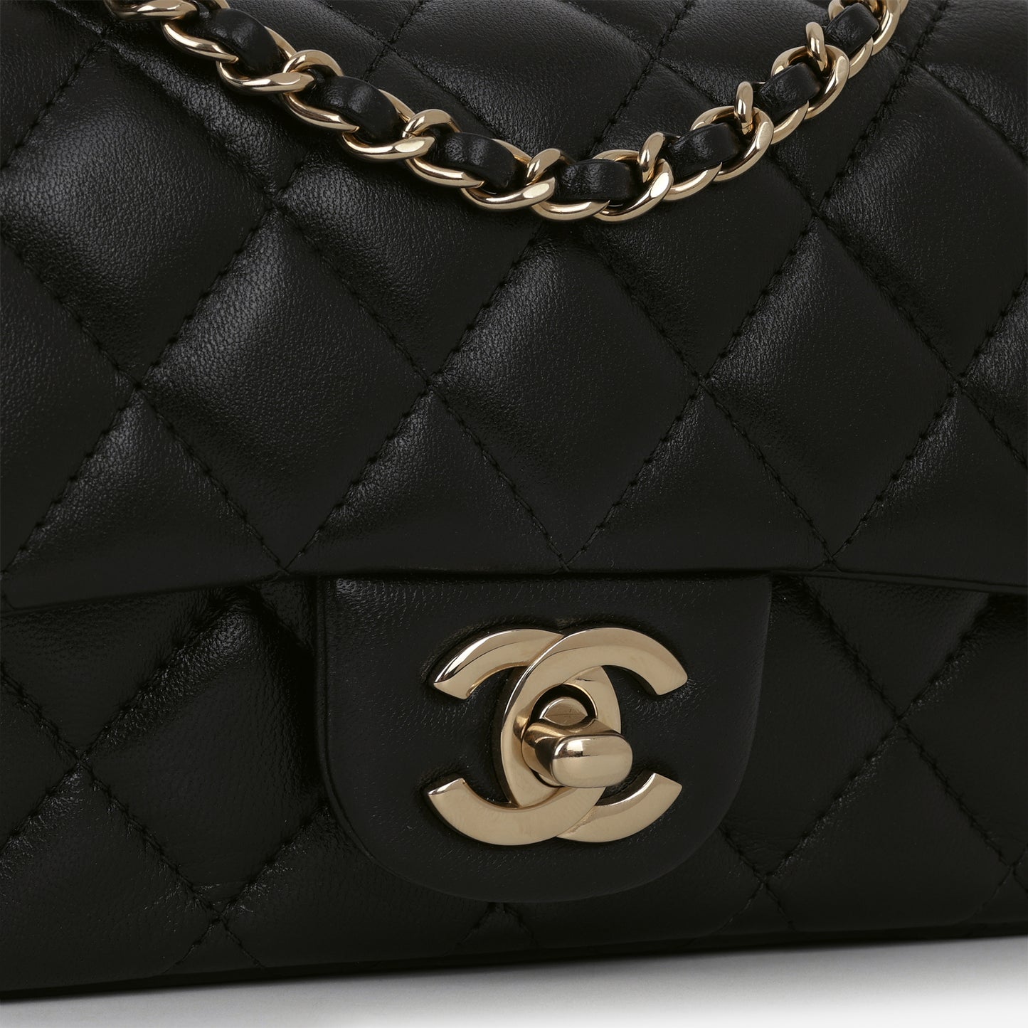 Chanel Mini Rectangular Slim - Black Lambskin | Champagne Gold Hardware